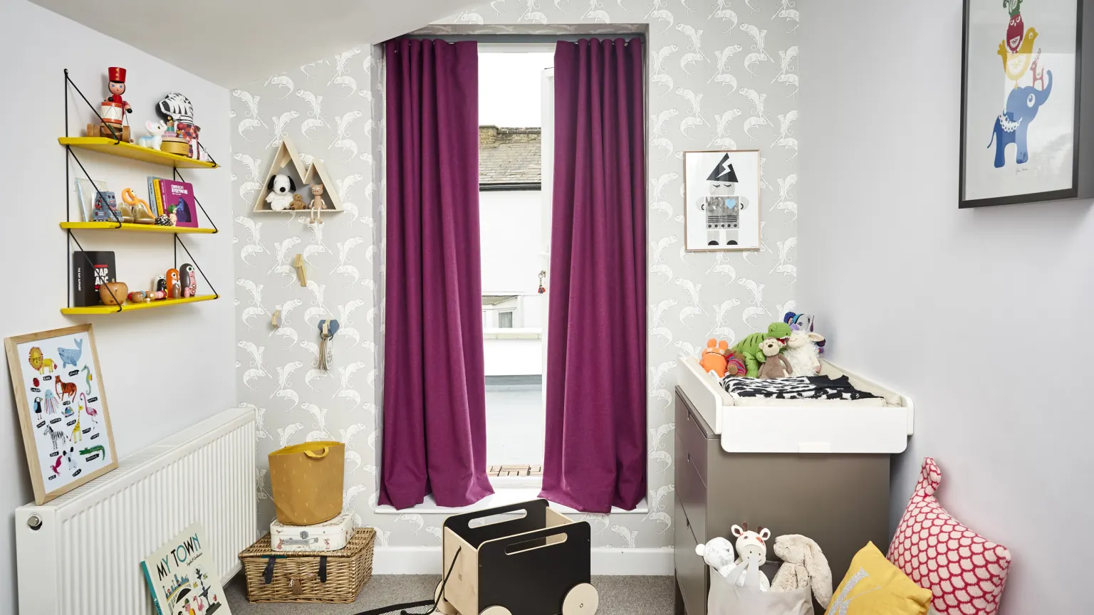 purple nursery curtains