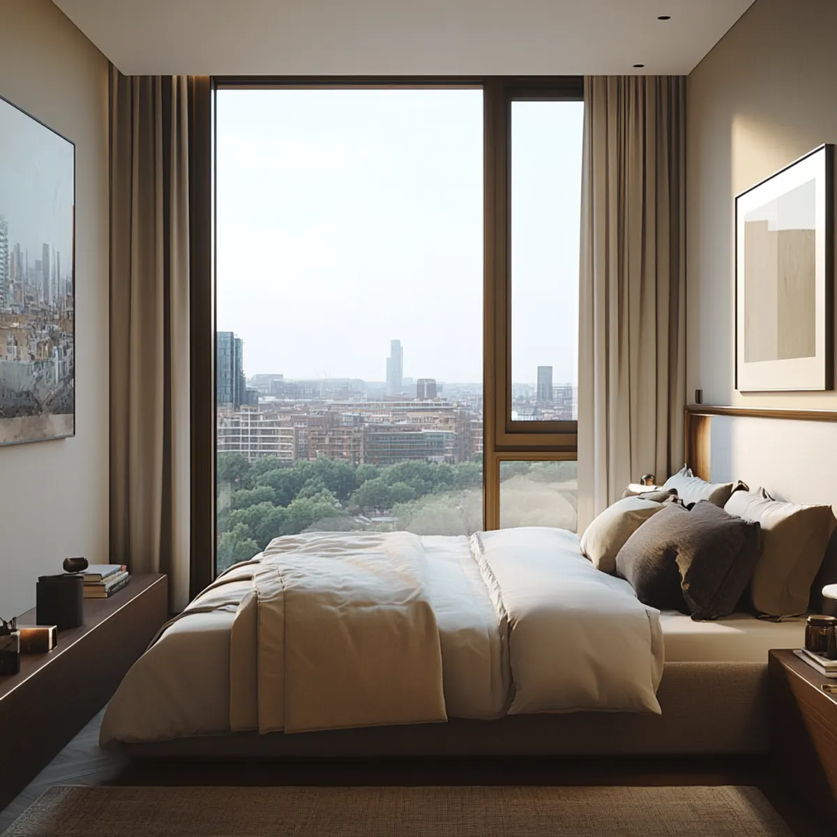 cotton curtain in a canary wharf apartment