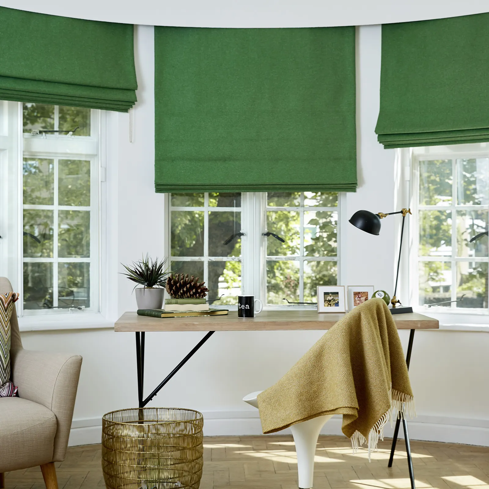 valley green roman blinds bay window