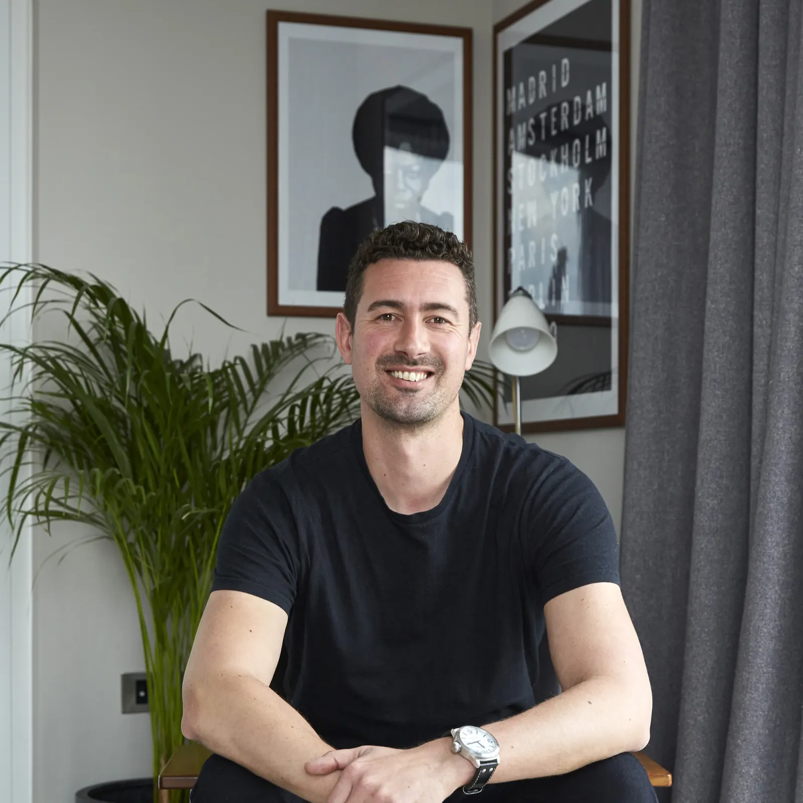 Stitched curtain in hemp