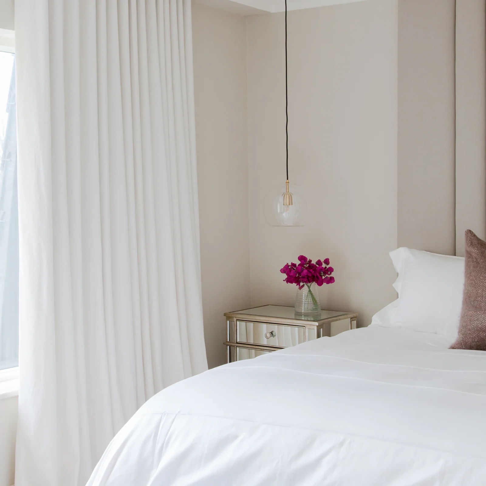 white bedroom curtains