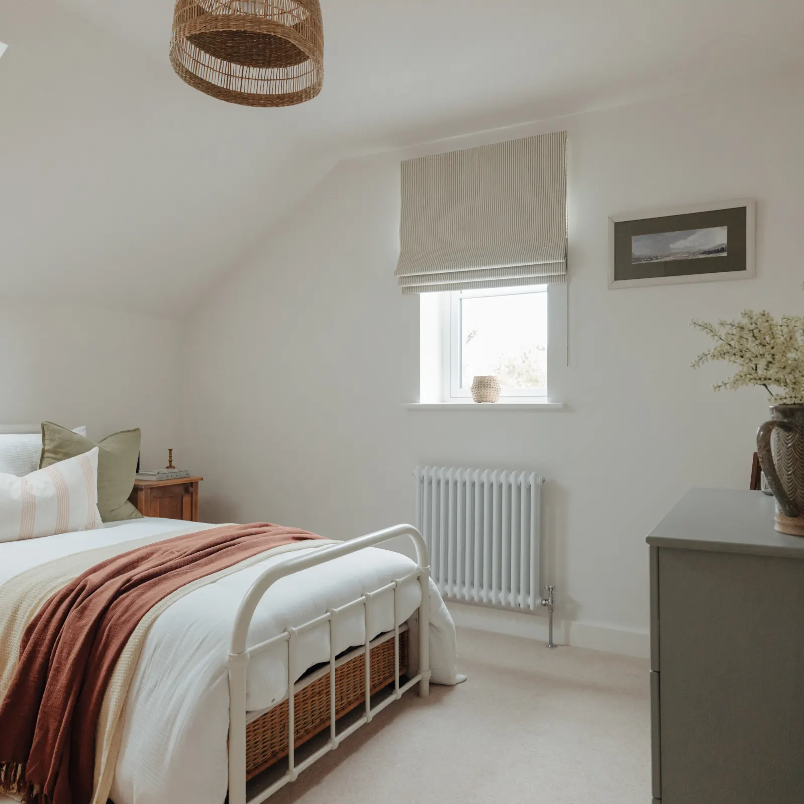 striped bedroom roman blinds