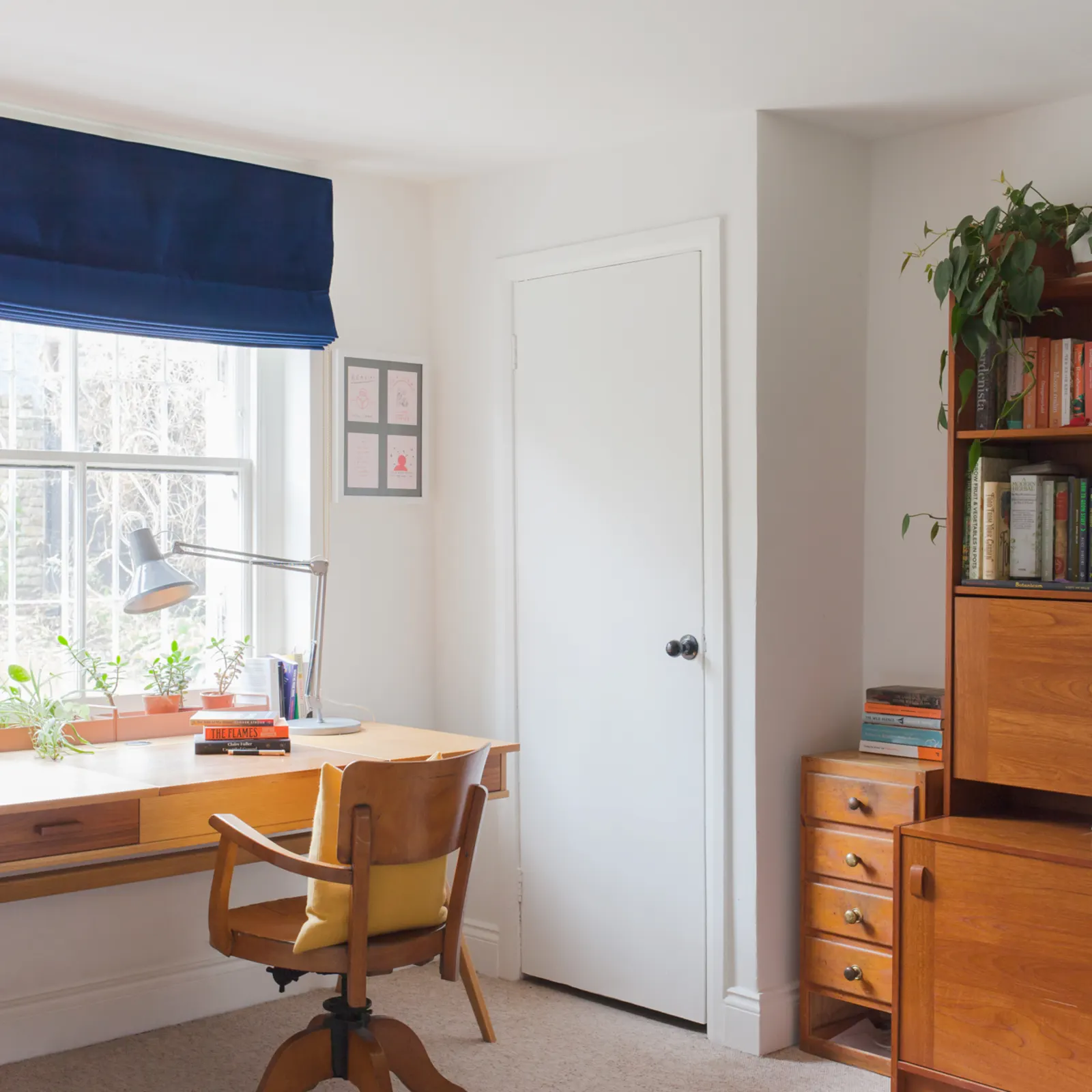 blue office roman blind