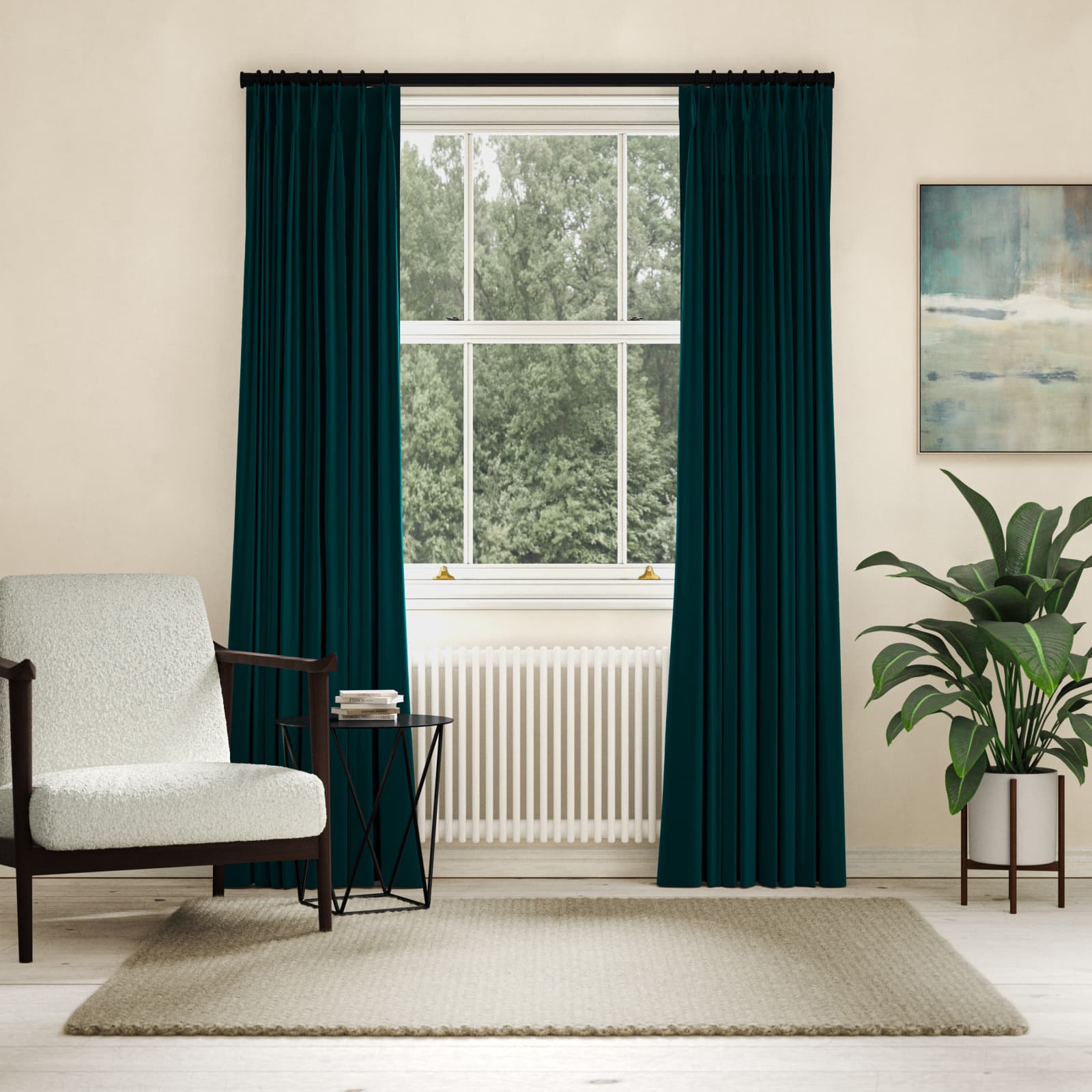 Silk, Teal Made to Measure Curtains