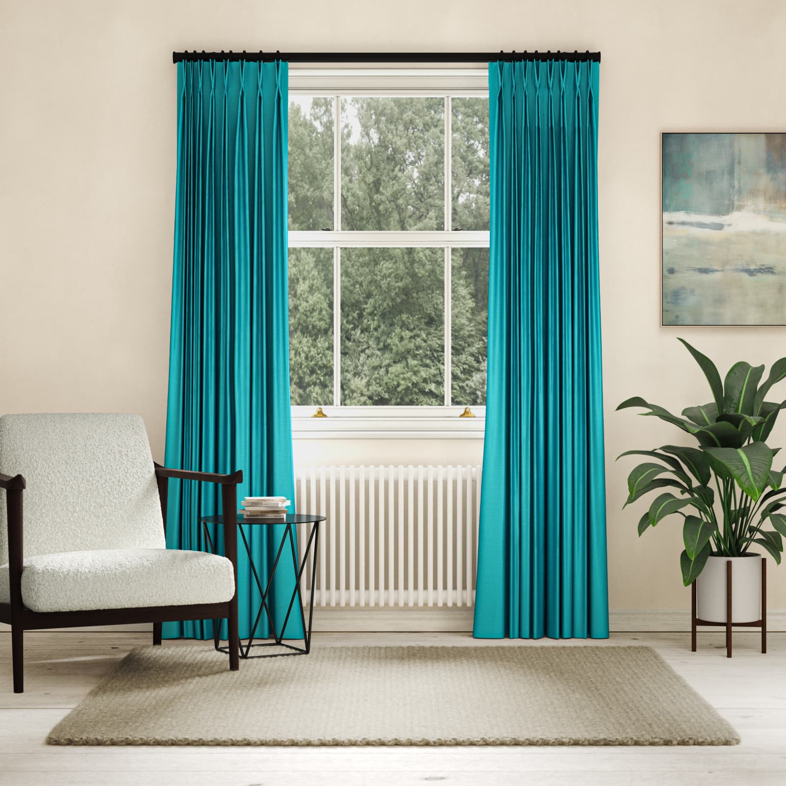 Silk, Aqua Made to Measure Curtains