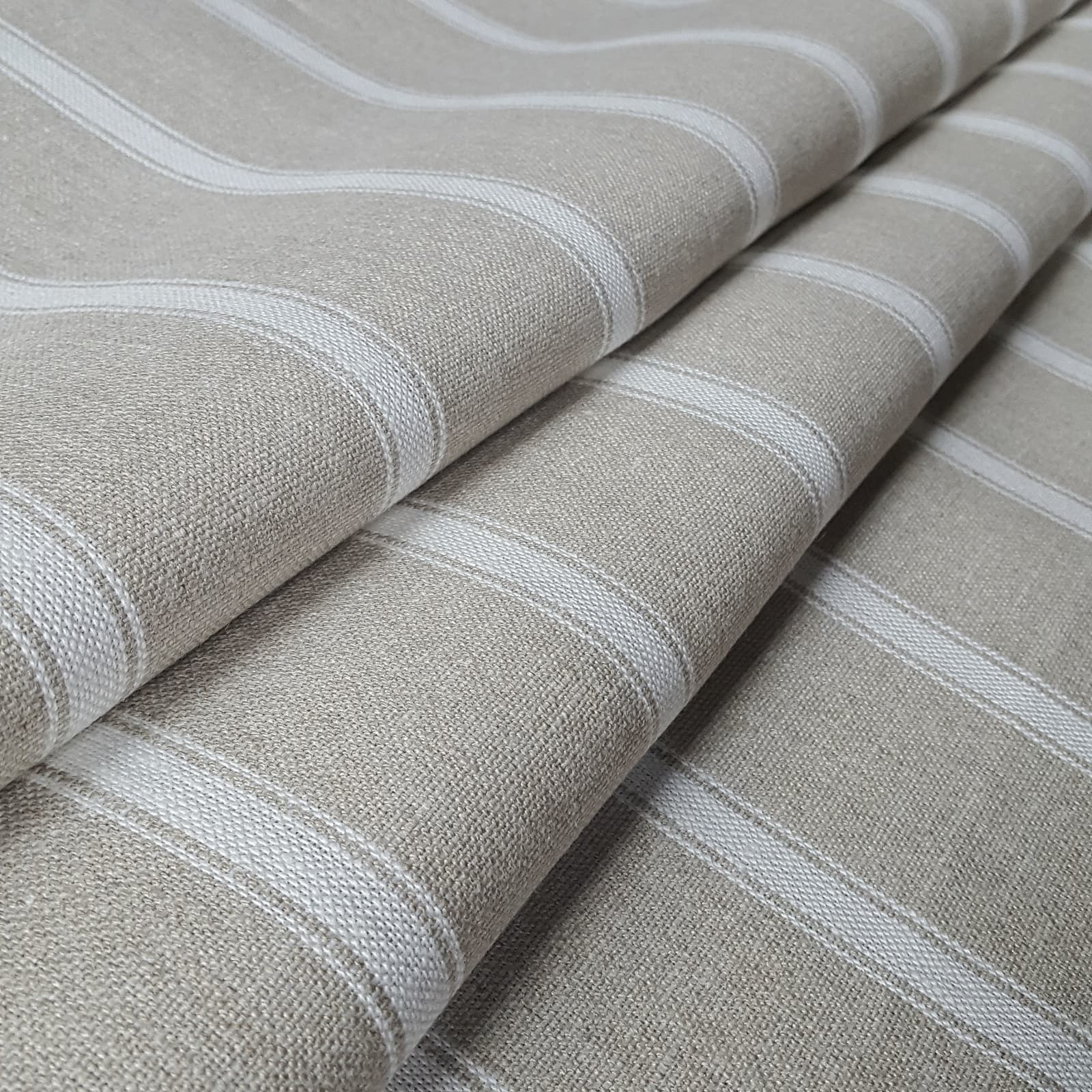 Ian Mankin Angus Stripe, Nordic Ivory  Made to Measure Roman Blind