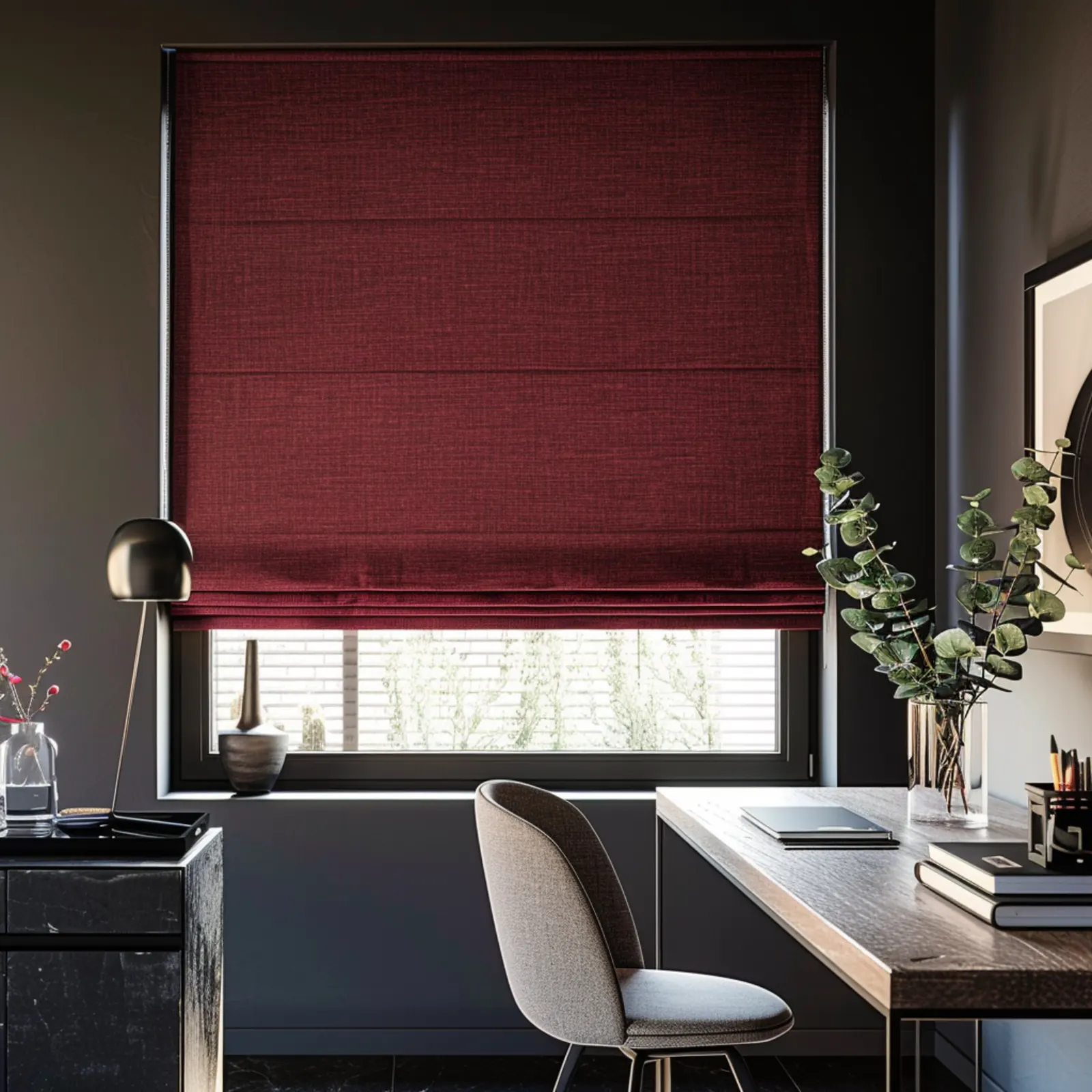 recycled red roman blind