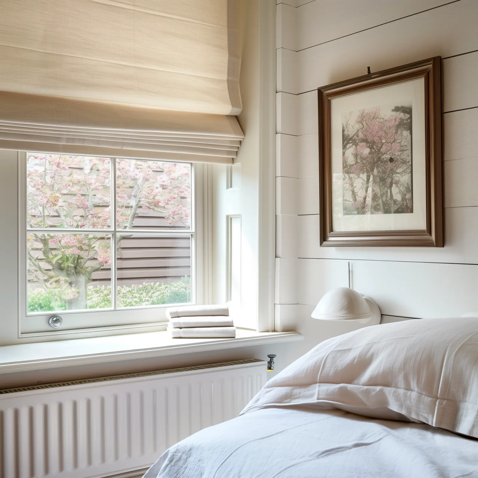 neutral bedroom roman blind