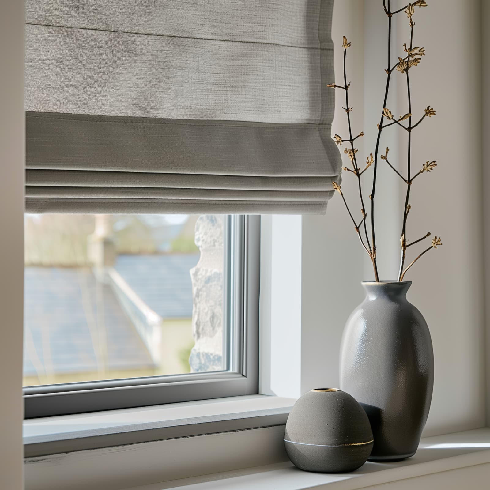 grey cotton roman blind