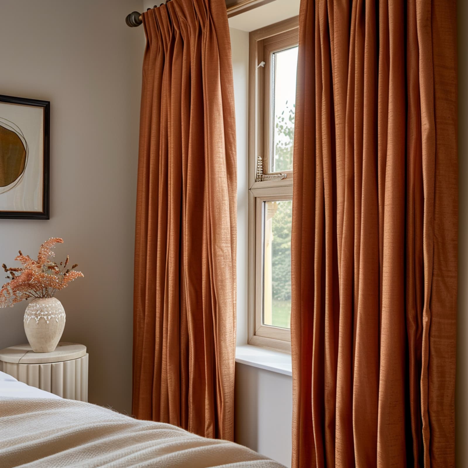 Classic Cotton, Burnt Orange Made to Measure Curtains