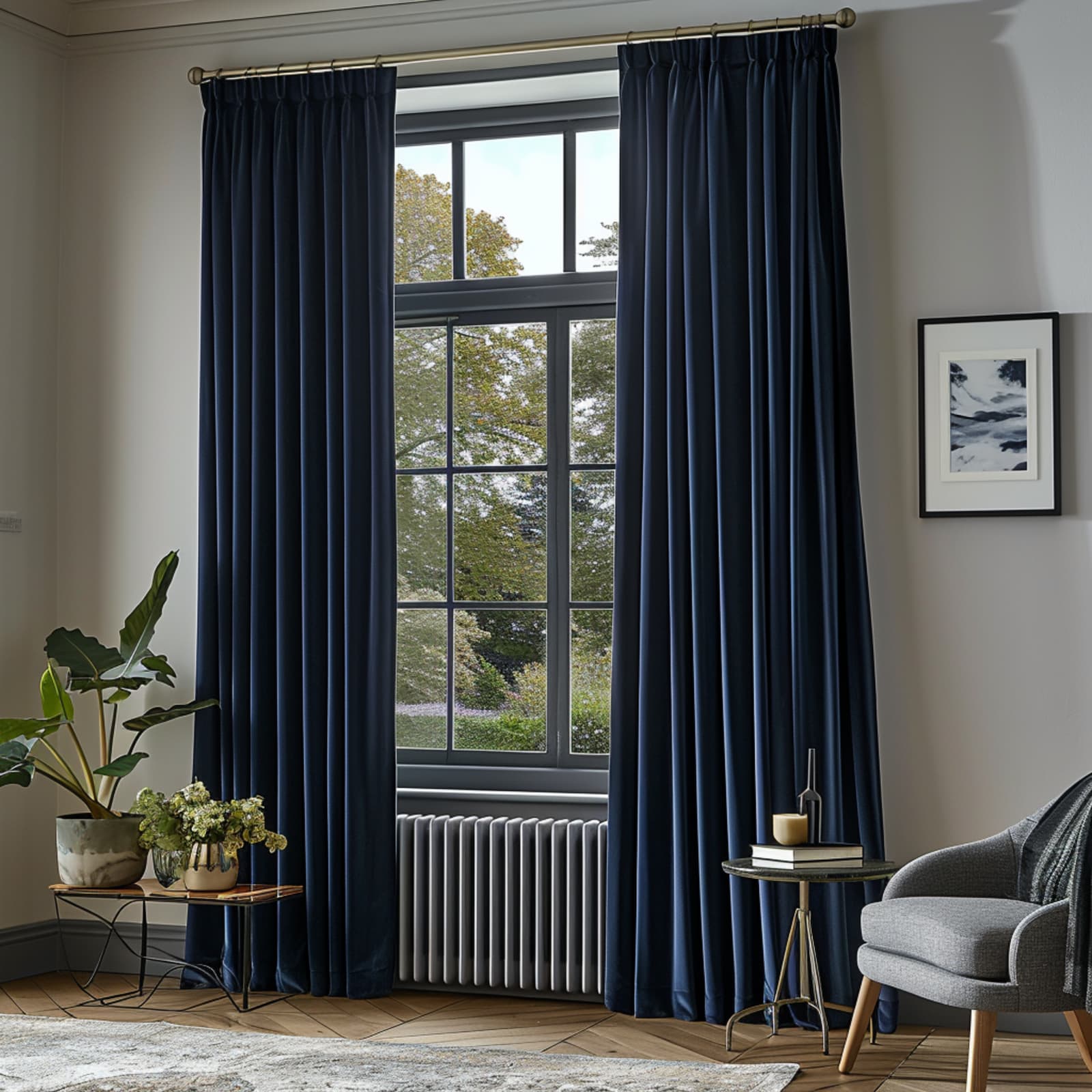 Silk, Navy Made to Measure Curtains