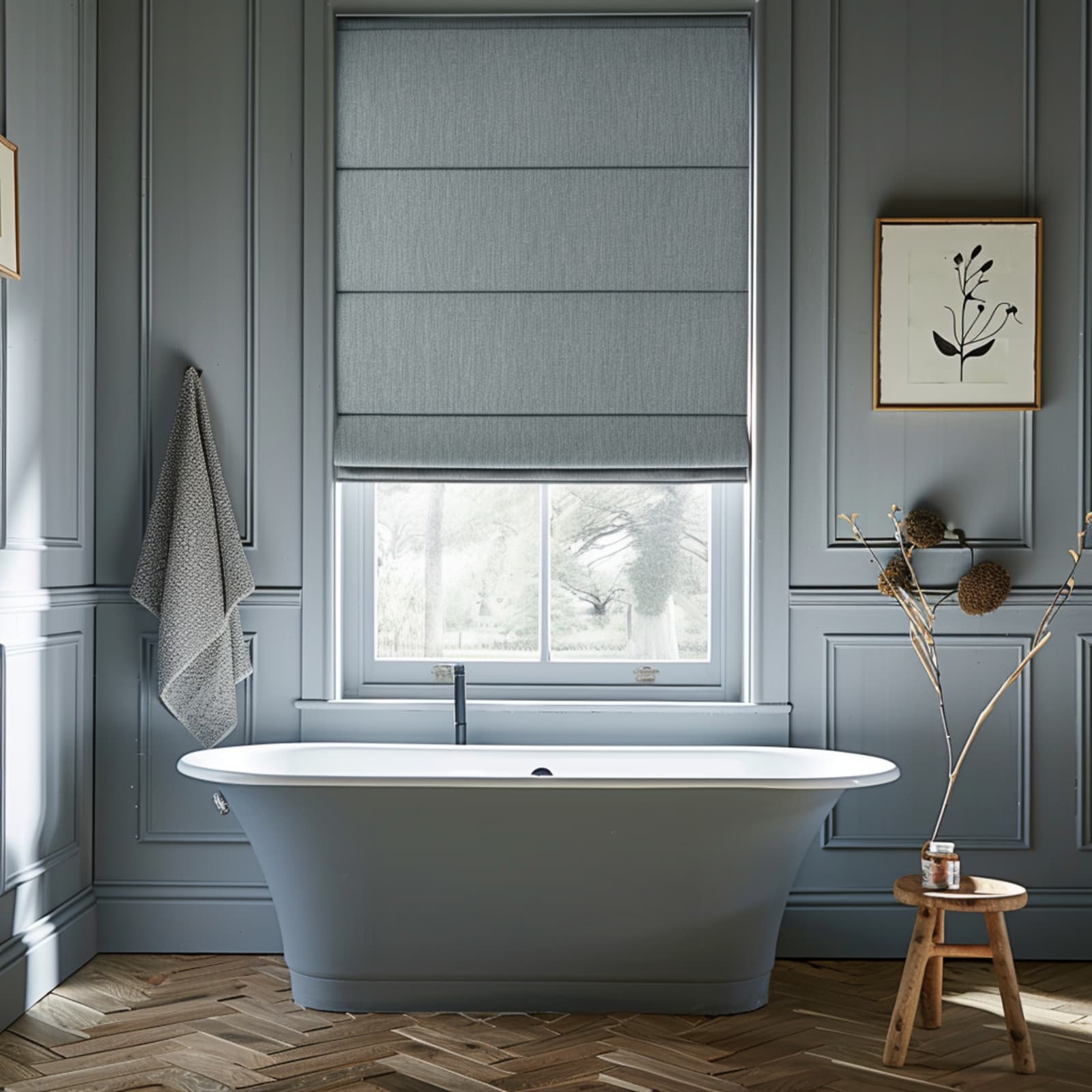 Linton, Steel Blue Made to Measure Roman Blind