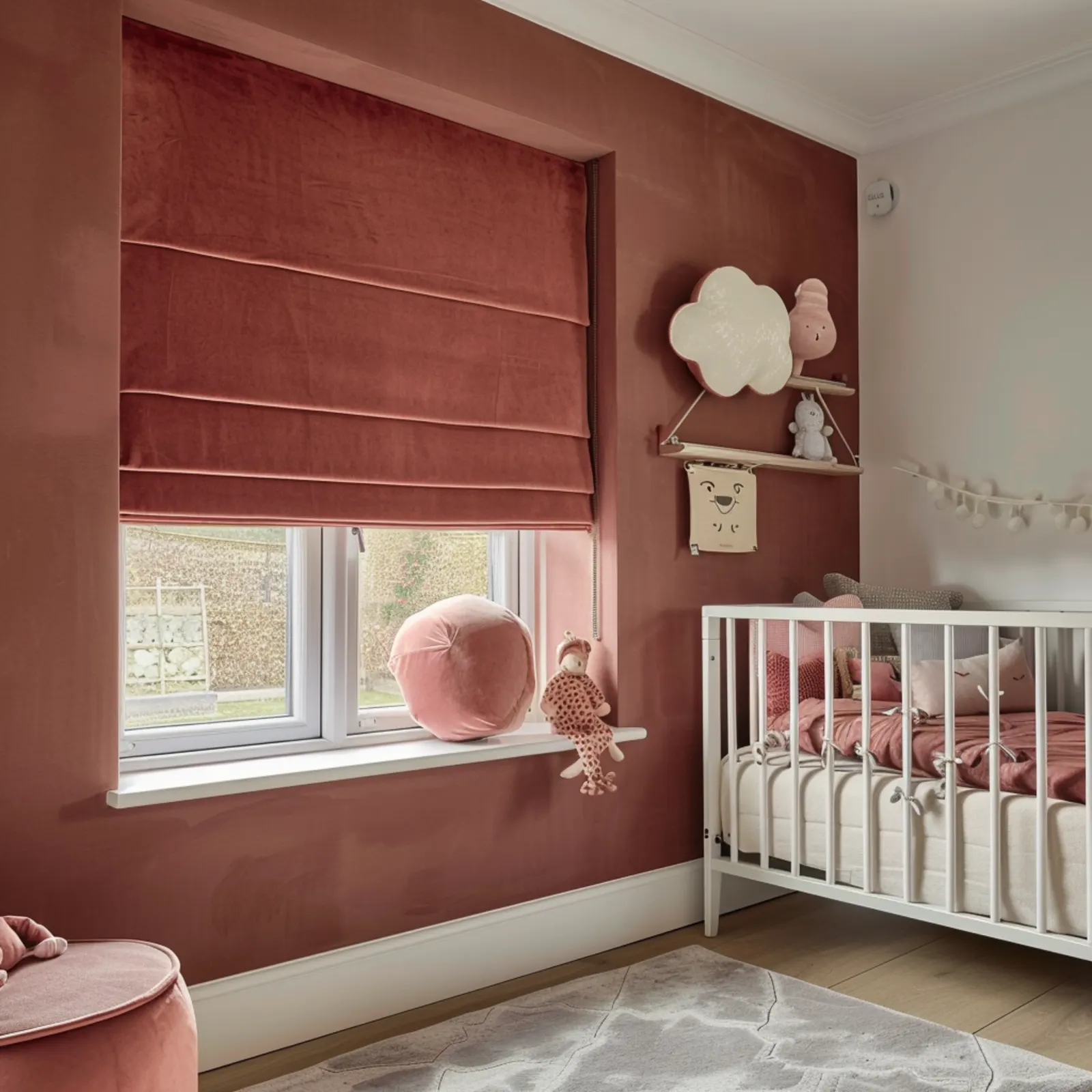 red velvet roman blind