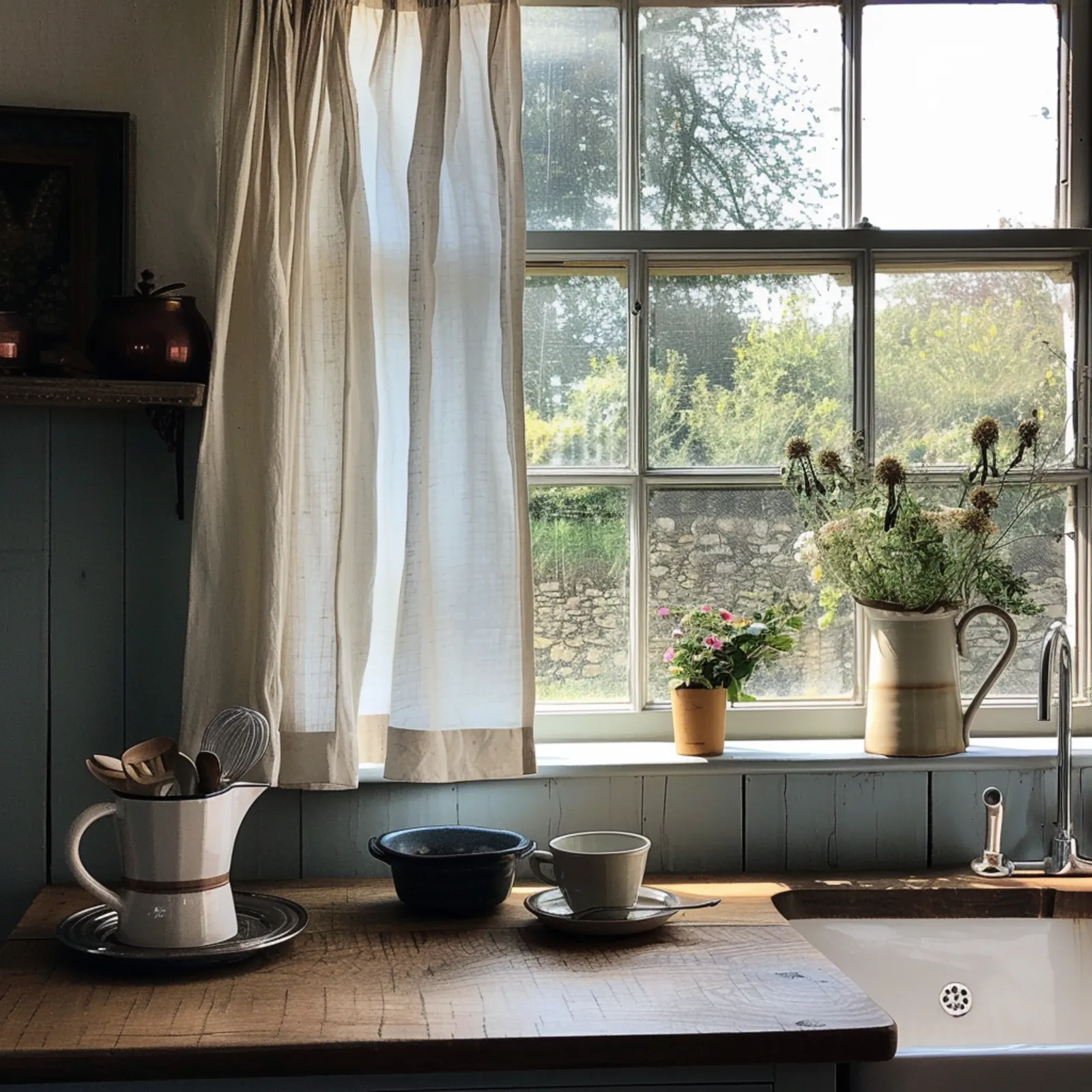 linen kitchen cafe curtain