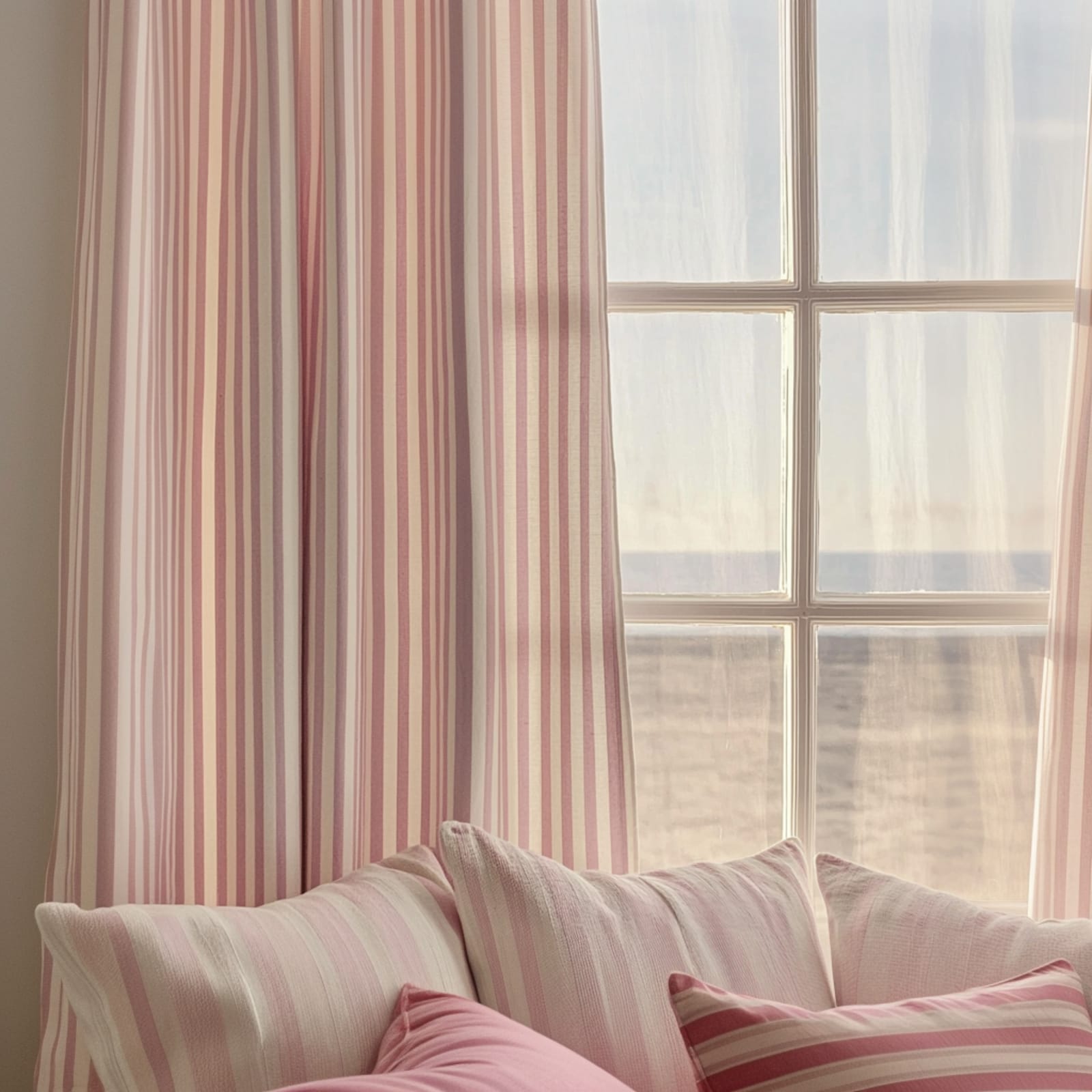 Bonbon Stripe, Cherry Blossom Made to Measure Curtains