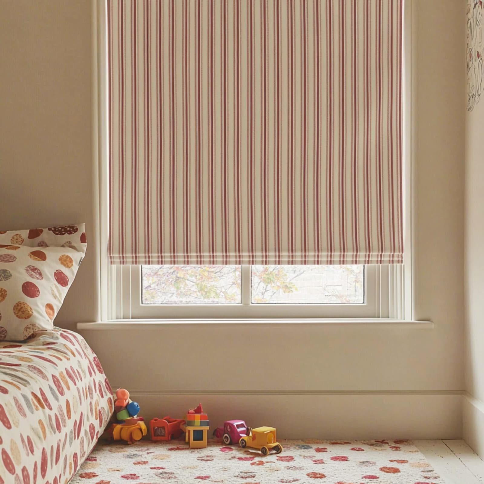 Ian Mankin Ticking 01, Pink Made to Measure Roman Blind
