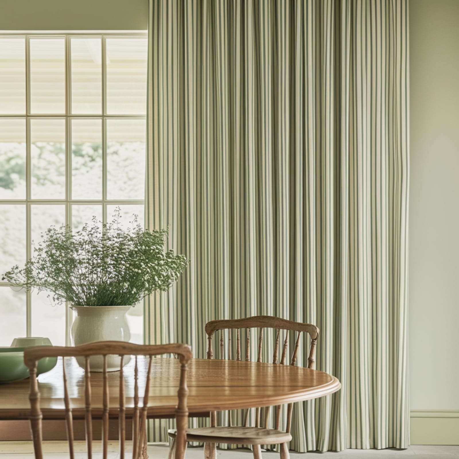 Ian Mankin Ticking 01, Sage Made to Measure Curtains