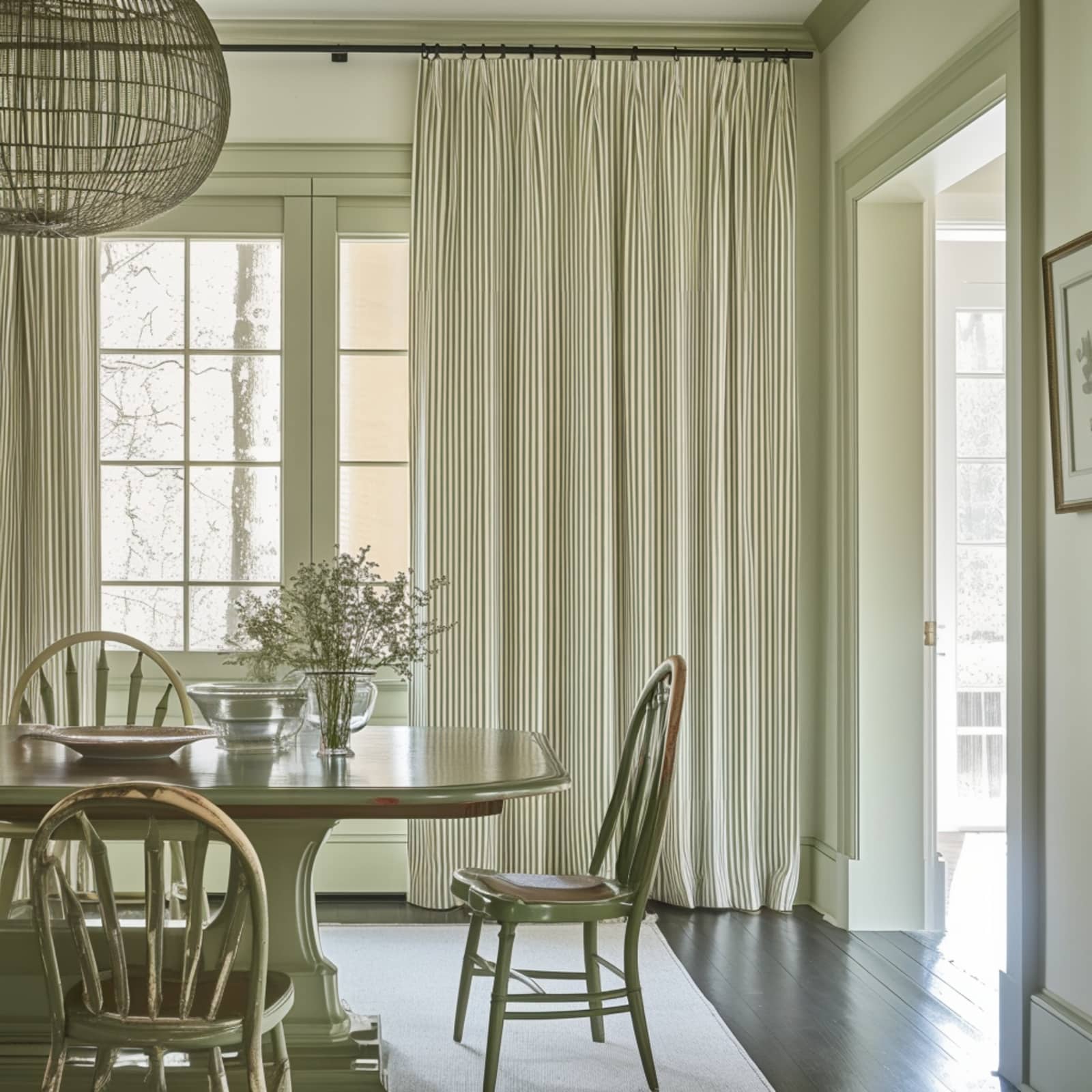 Ian Mankin Ticking 01, Seagreen Made to Measure Curtains
