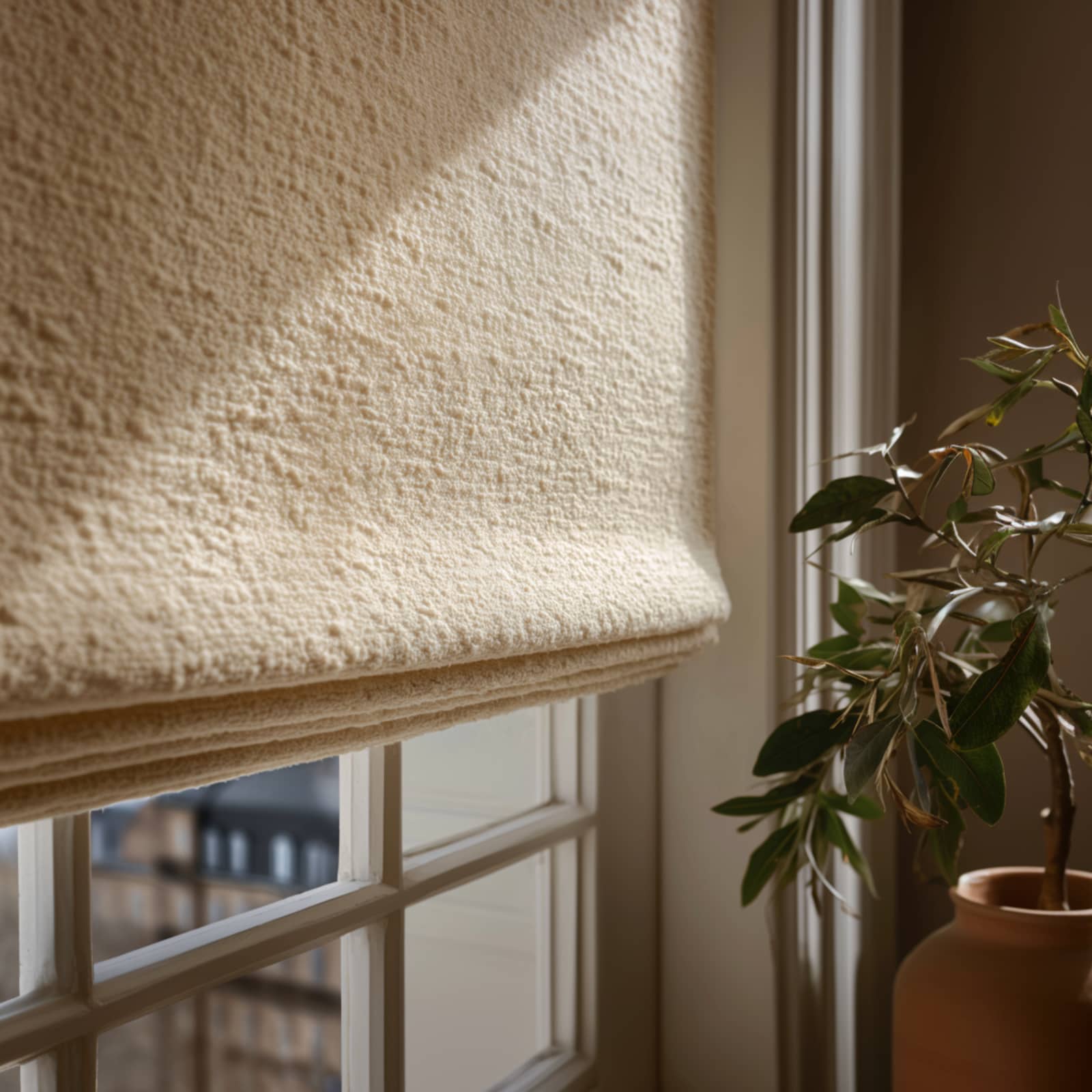 Bouclé Wool, Alpine Ecru Made to Measure Roman Blind