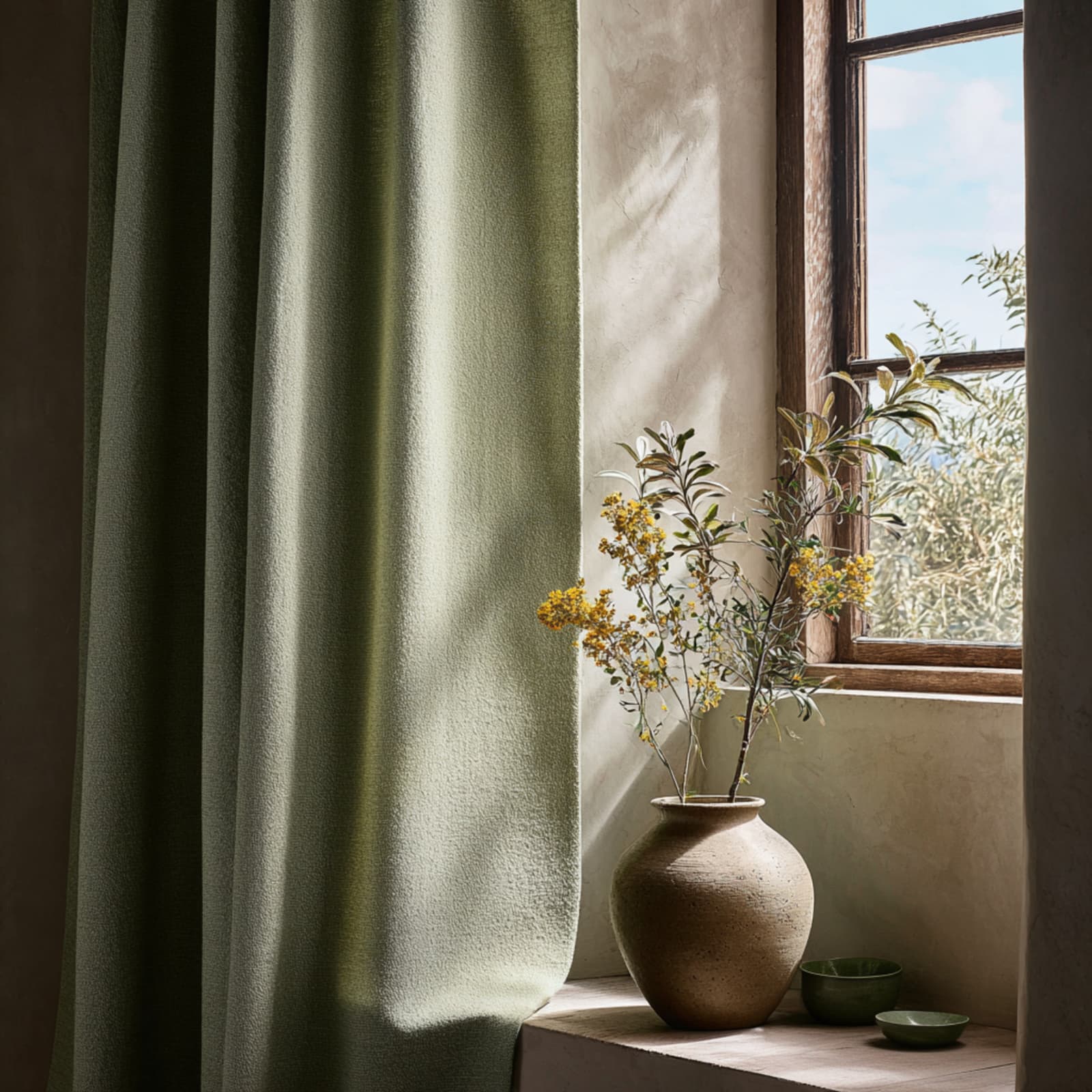 Bouclé Wool, Linen Blue Made to Measure Curtains