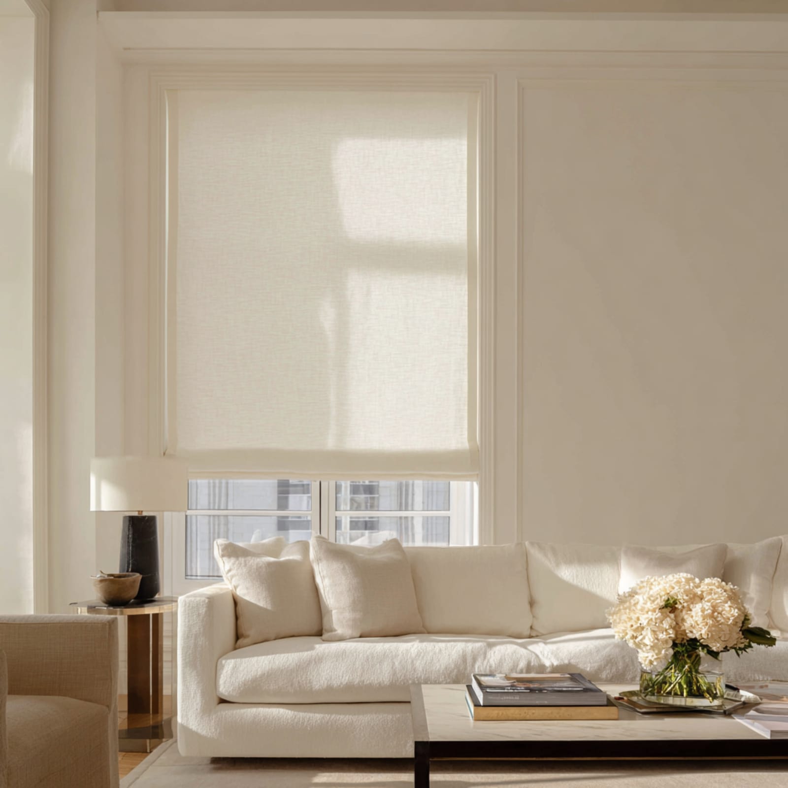 Linen Weave, Chalk Made to Measure Roman Blind