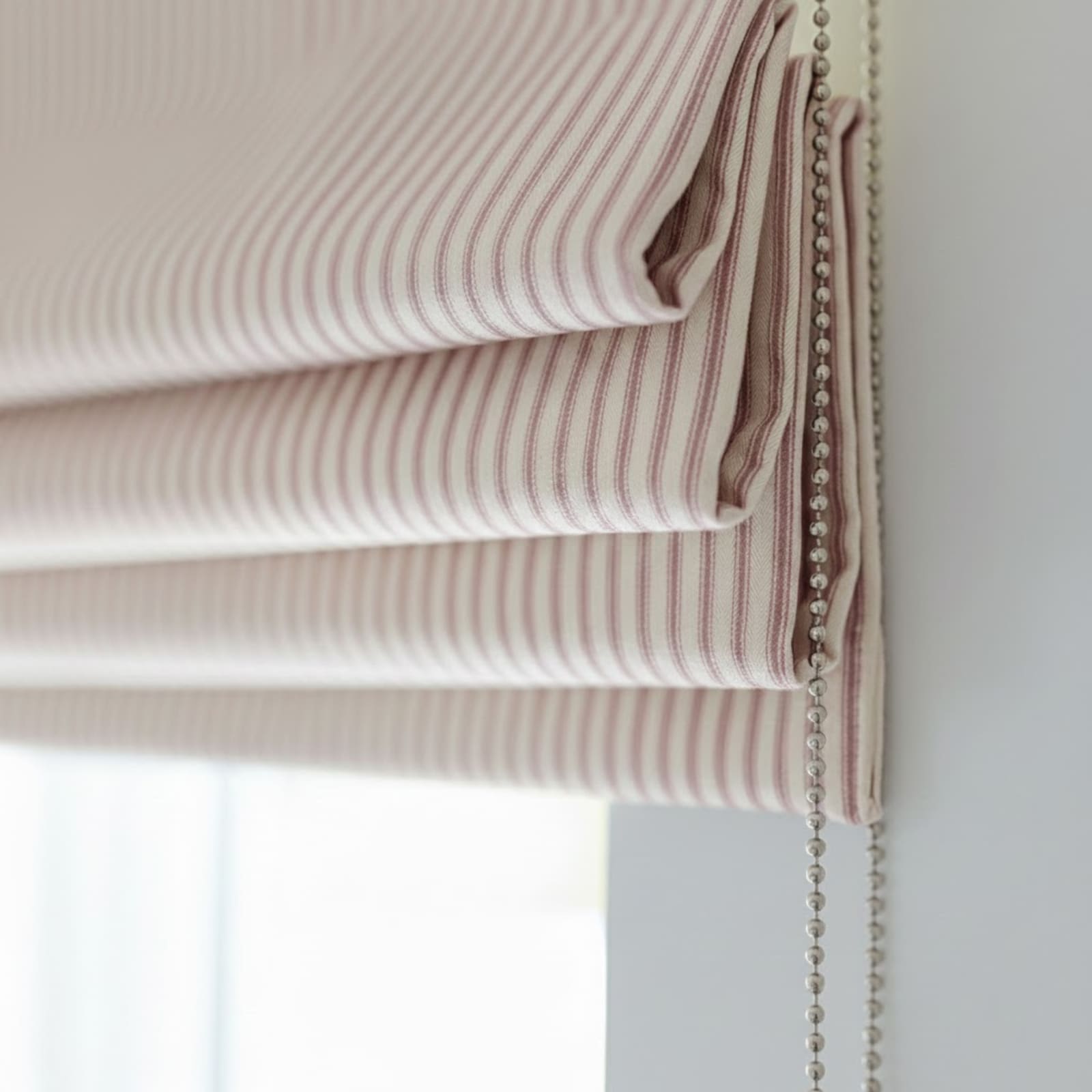 Ian Mankin Ticking 01, Pink Made to Measure Roman Blind