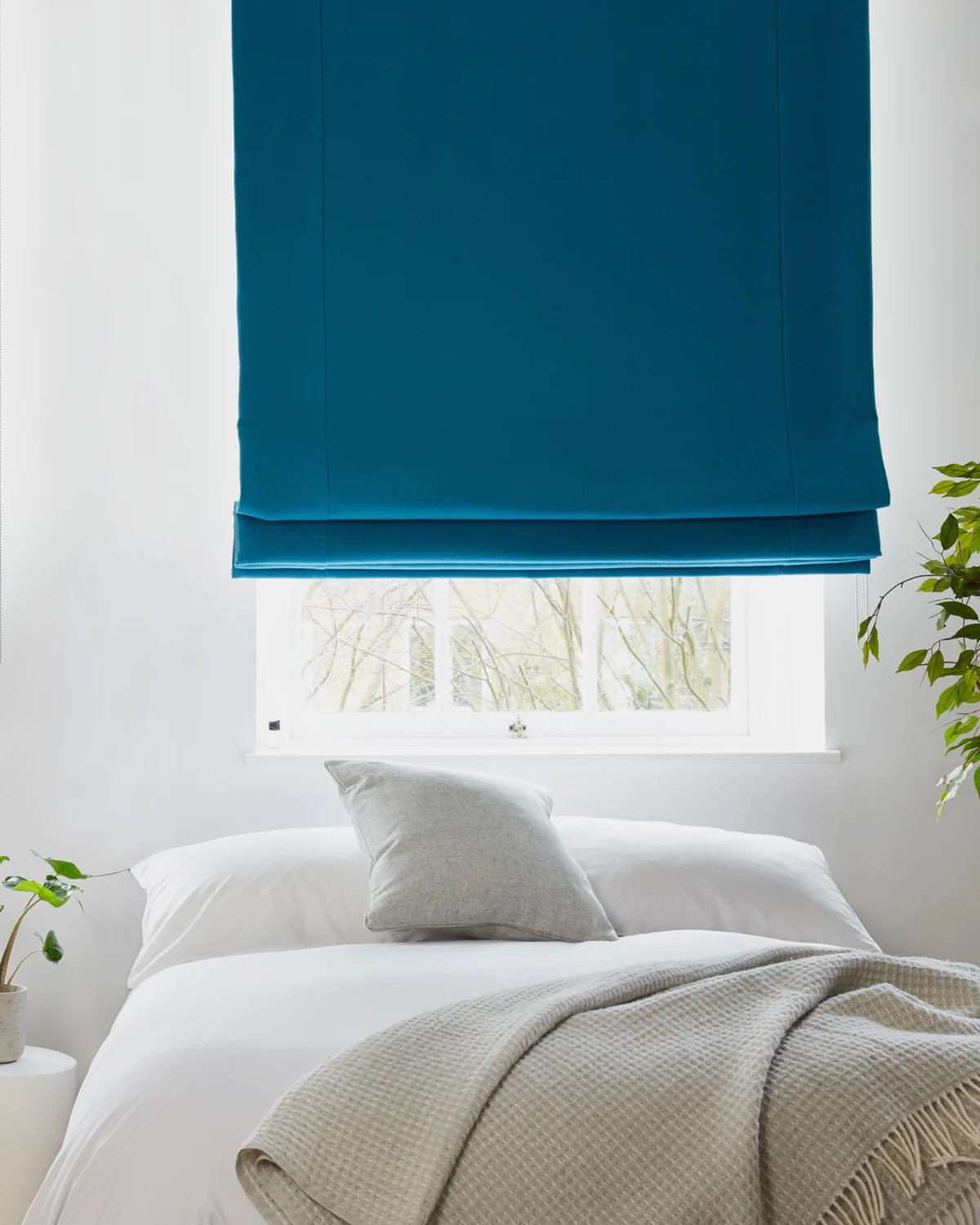 blue bedroom roman blinds