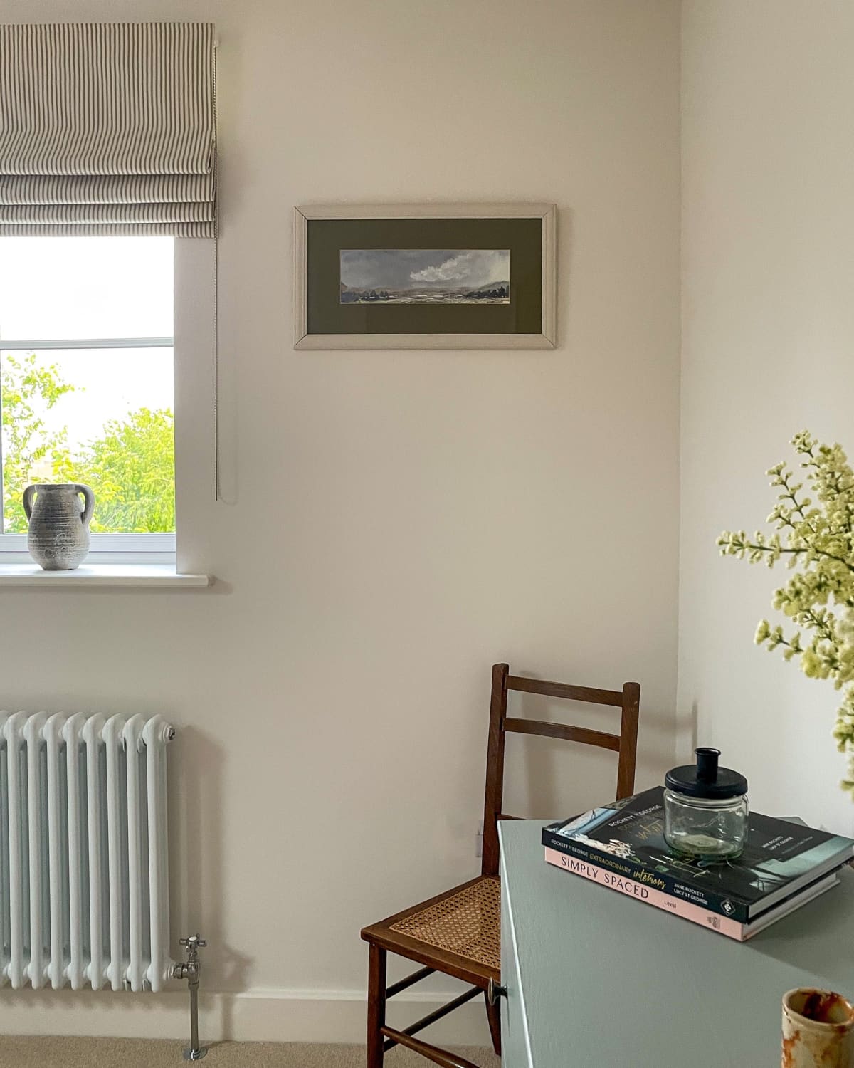 striped bedroom roman blind