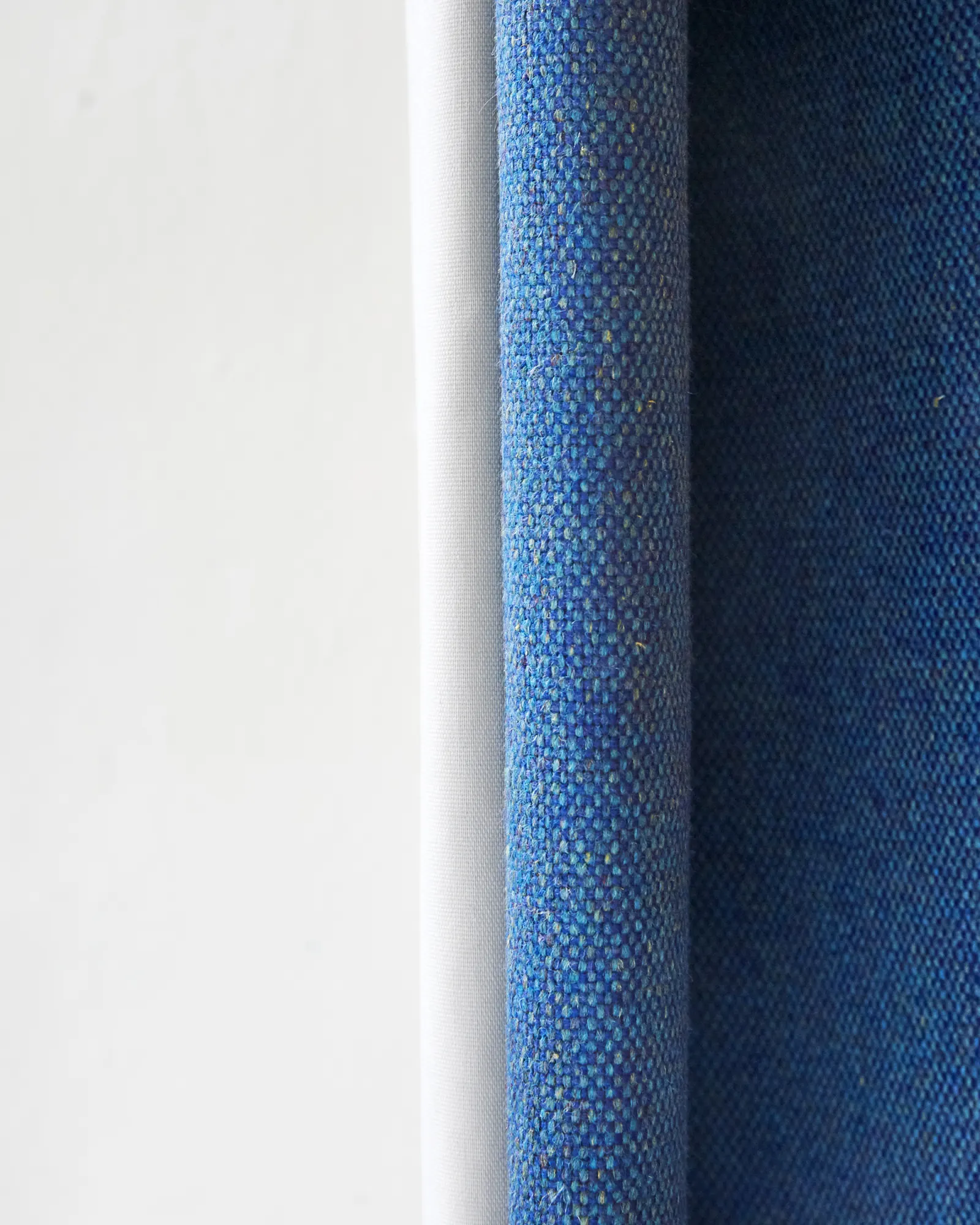 close up of wave blue flax curtain