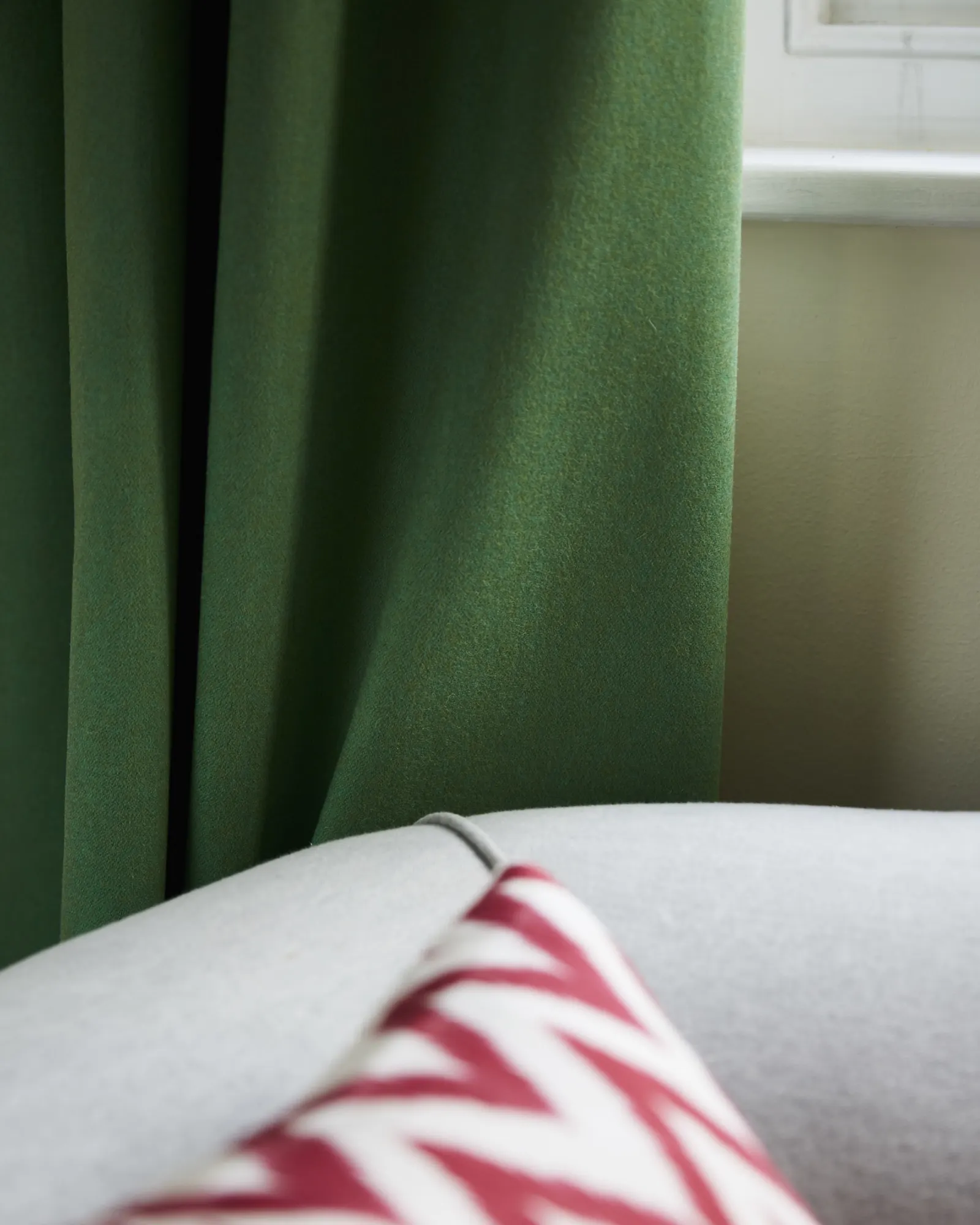 green curtains close up