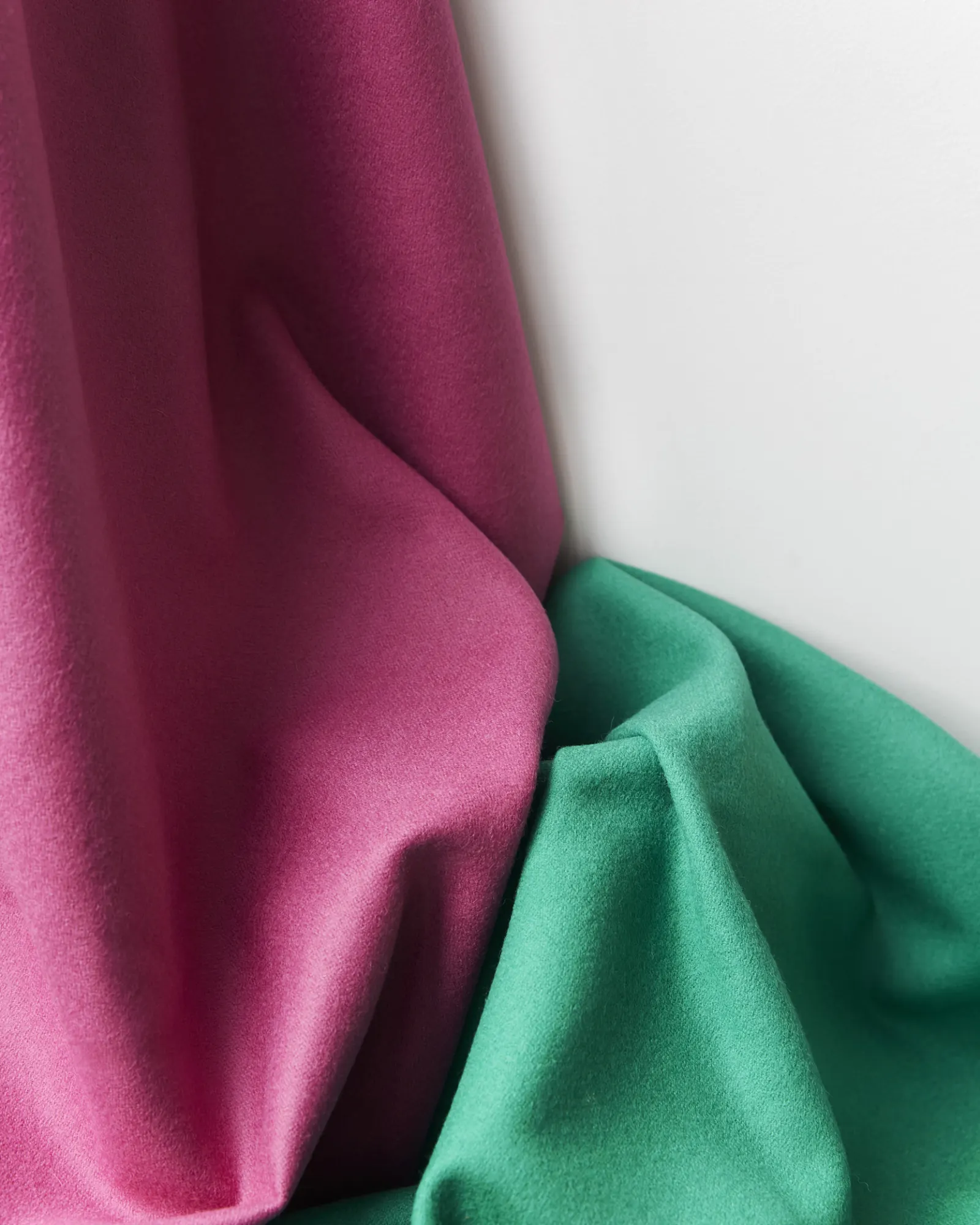 pink and green wool curtains