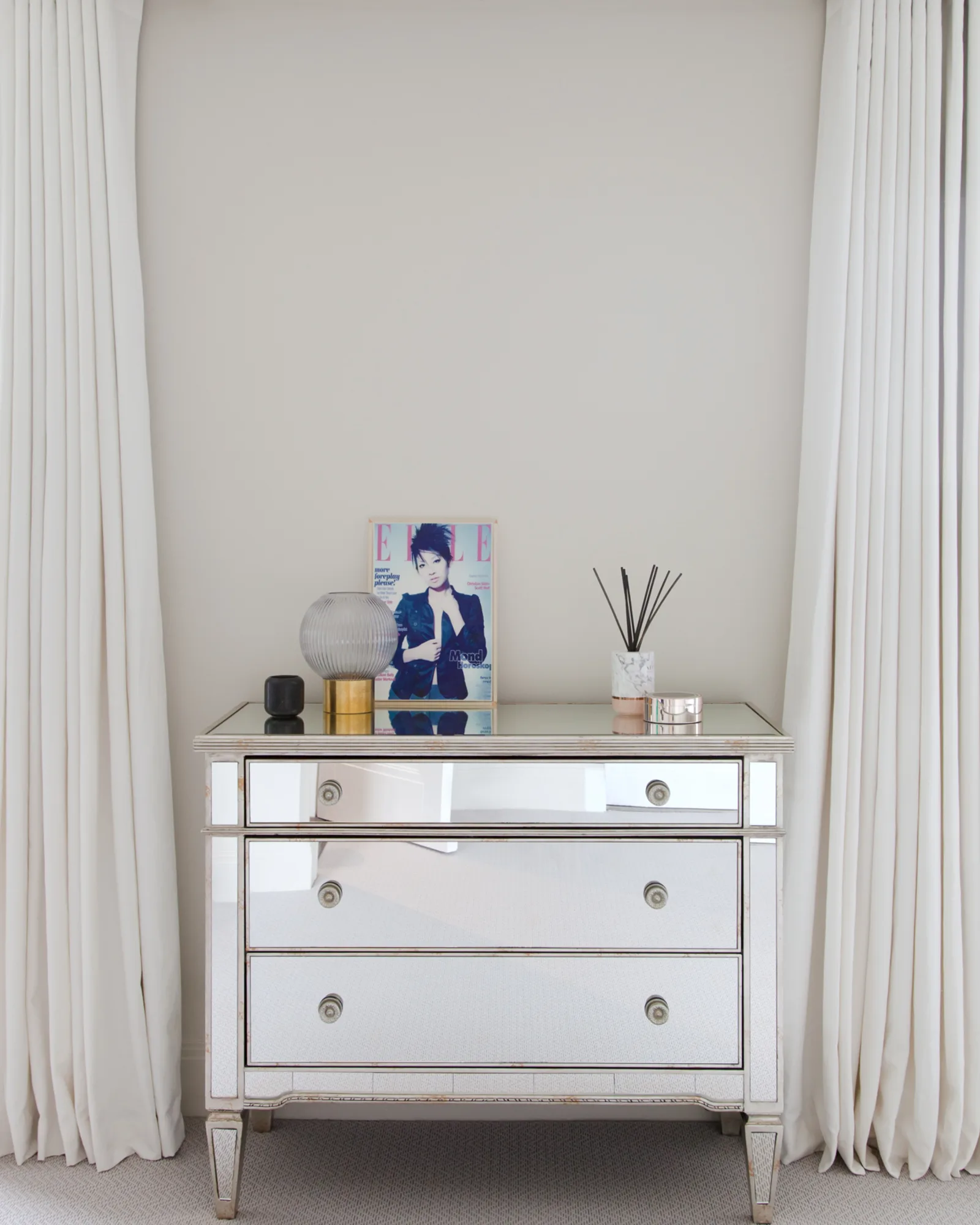 white bedroom curtains