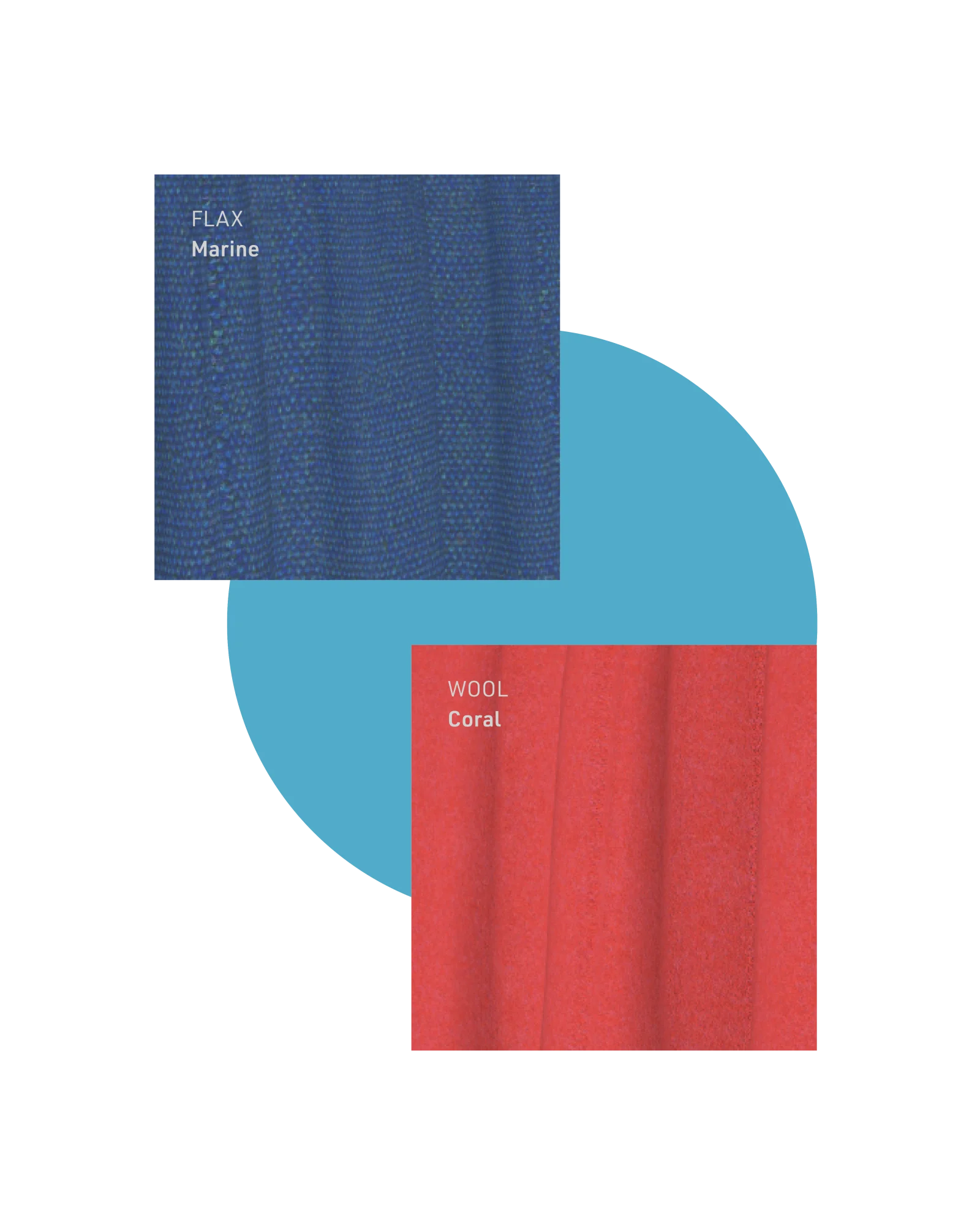 marine blue and coral red sample swatch fabric