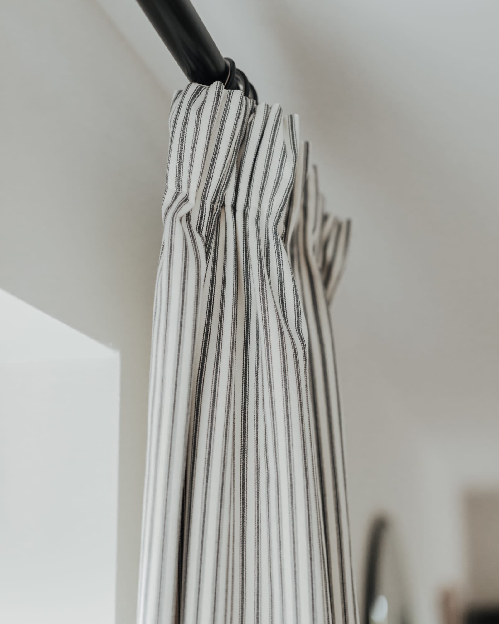striped Ian Mankin pencil pleat curtains
