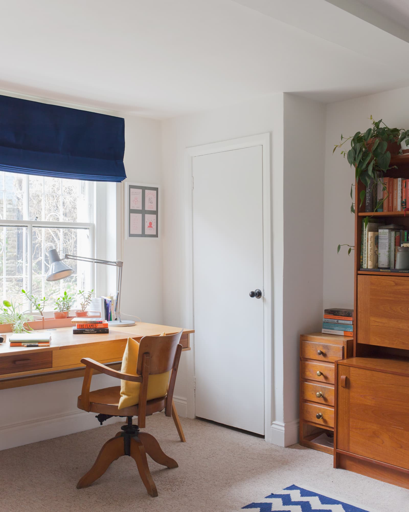 blue velvet roman blinds study office 