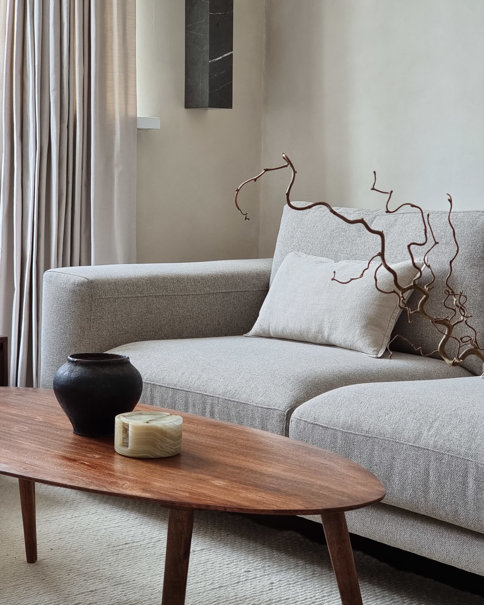 neutral cotton living room curtain