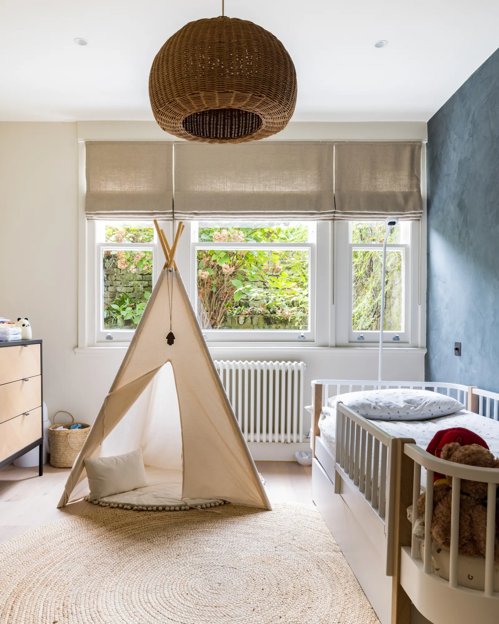neutral nursery roman blinds
