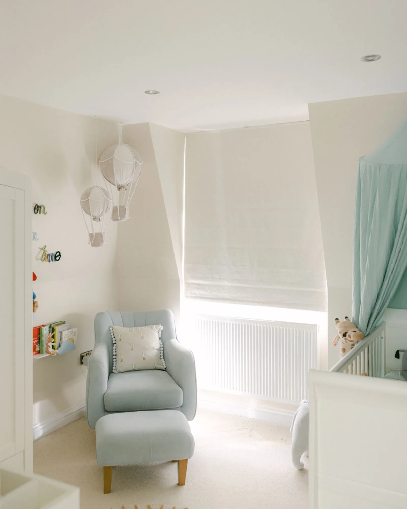 white nursery blackout blind