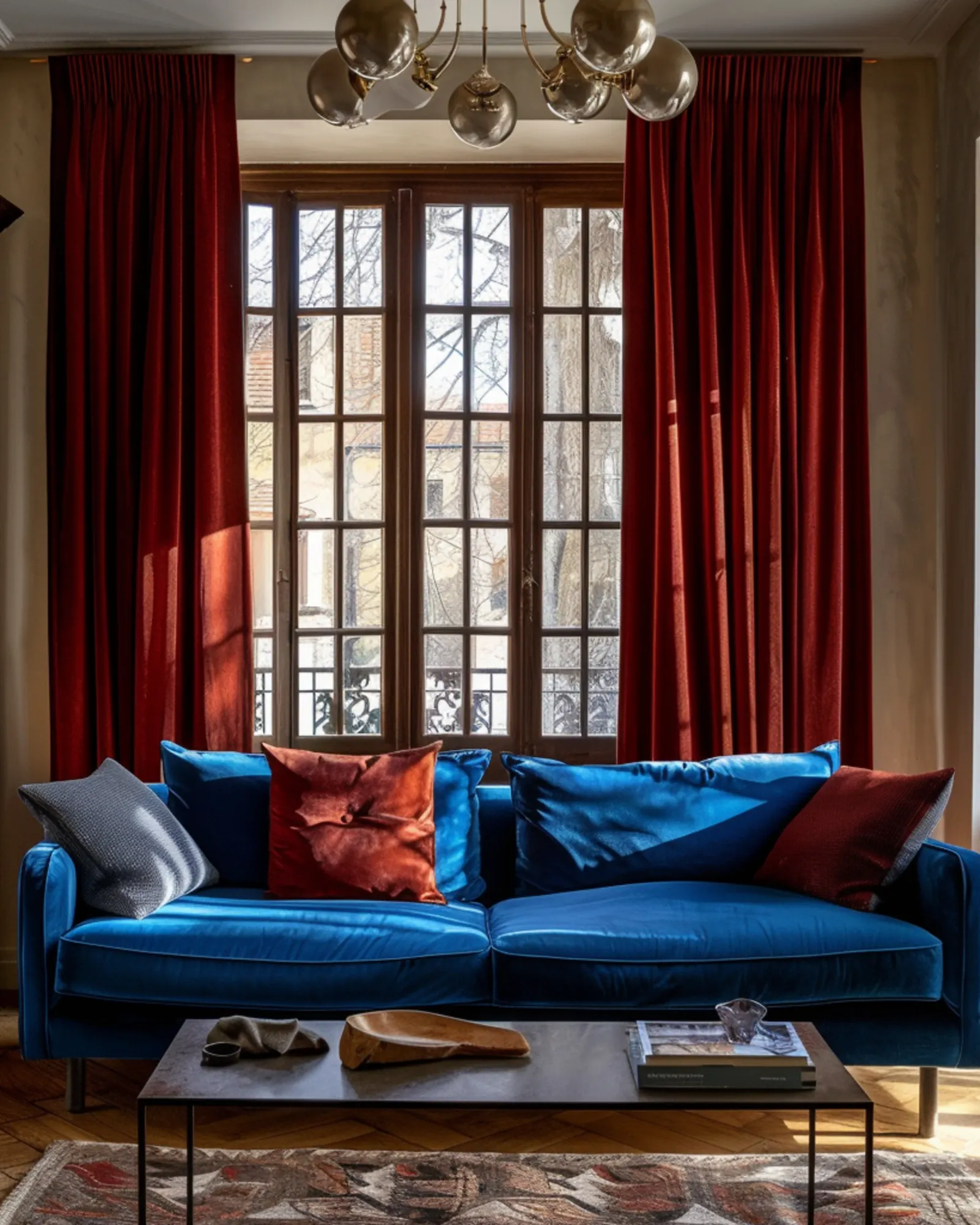 traditional red curtains