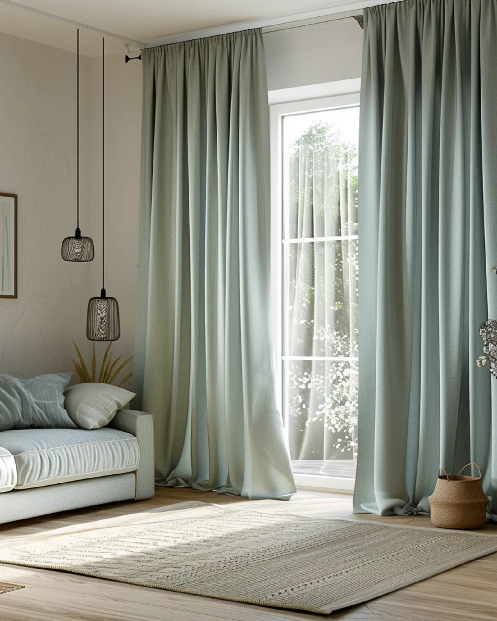 cotton aqua coloured curtains