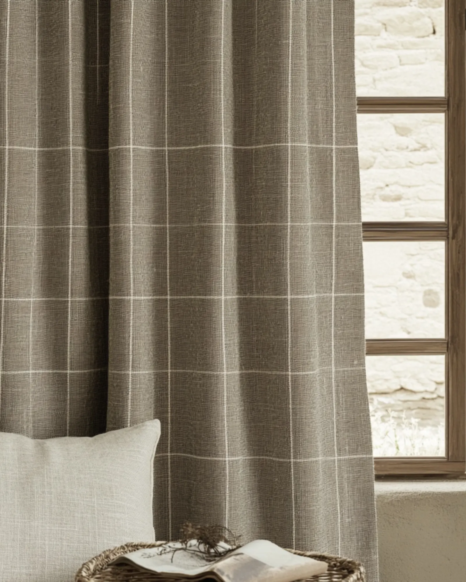 cotton checked curtains