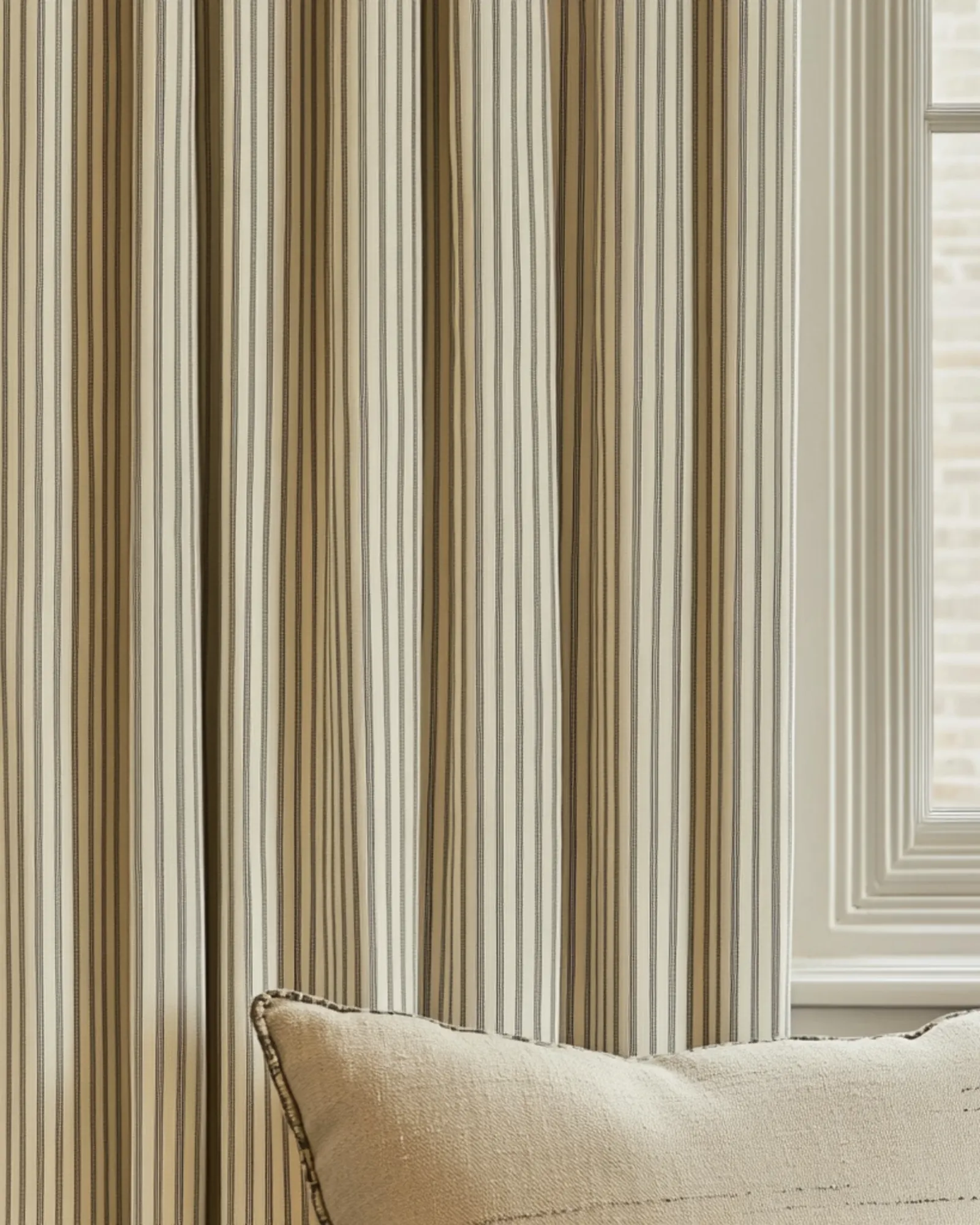 neutral striped ian mankin curtains