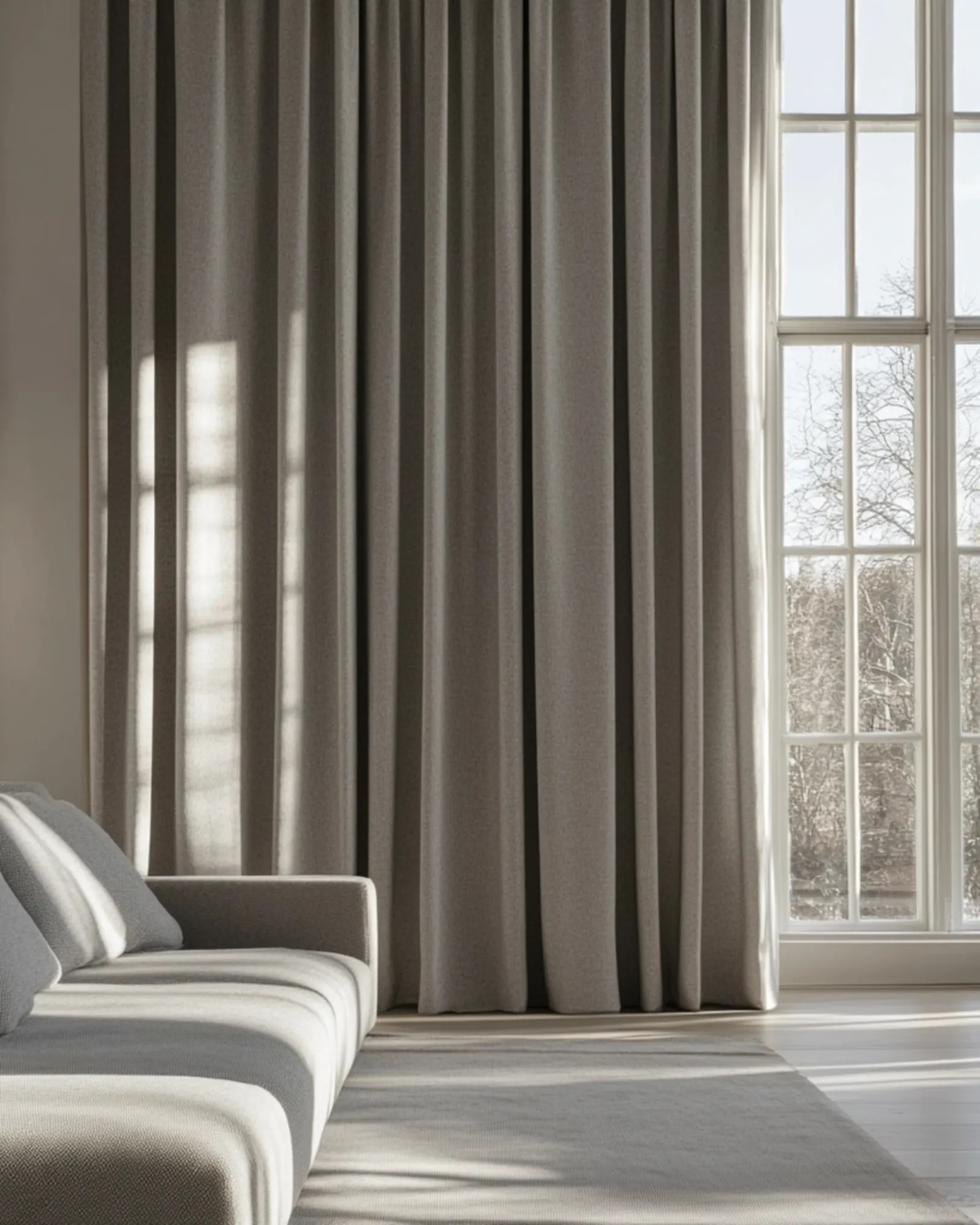 grey wool curtains
