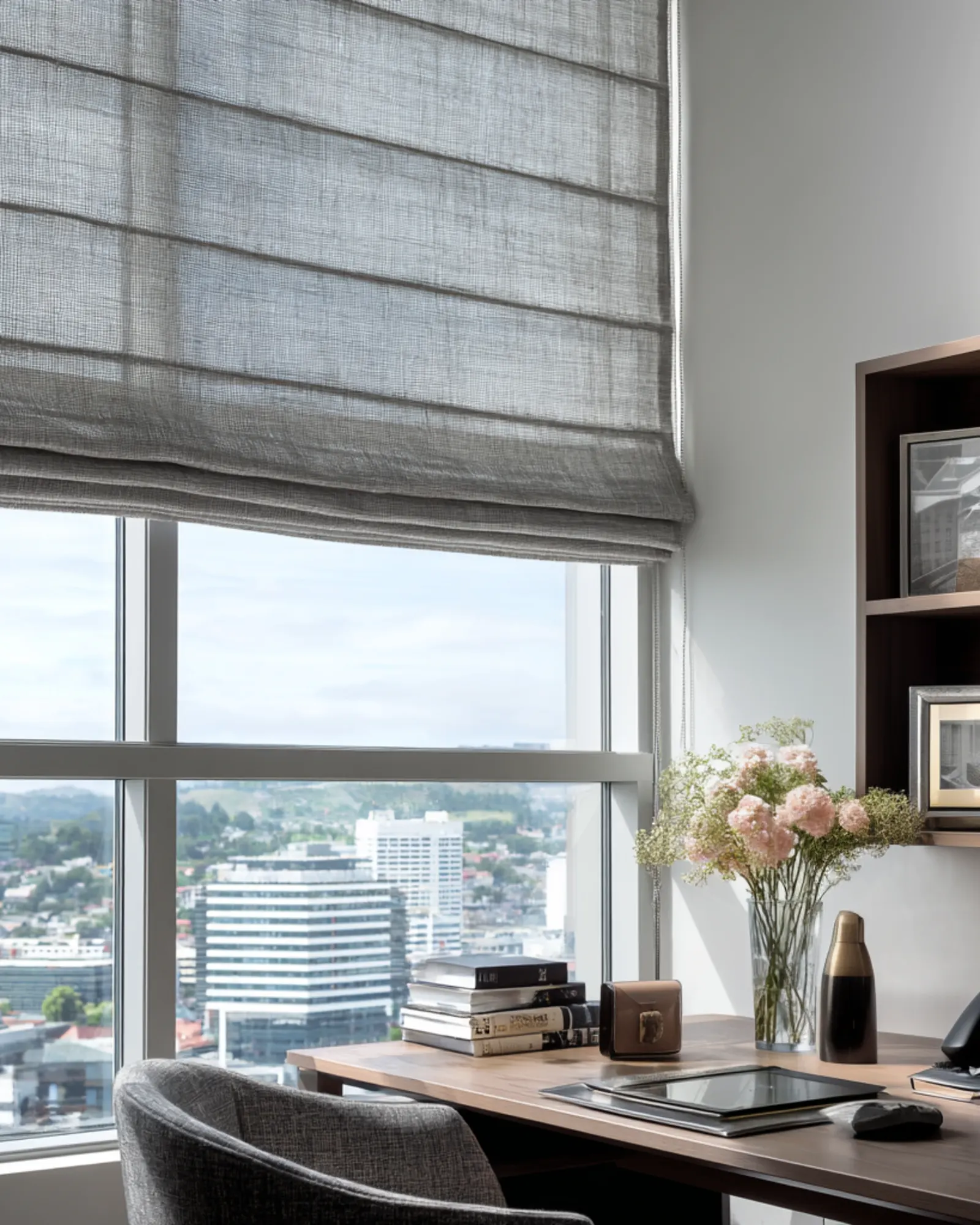 fr treated office sheer roman blinds