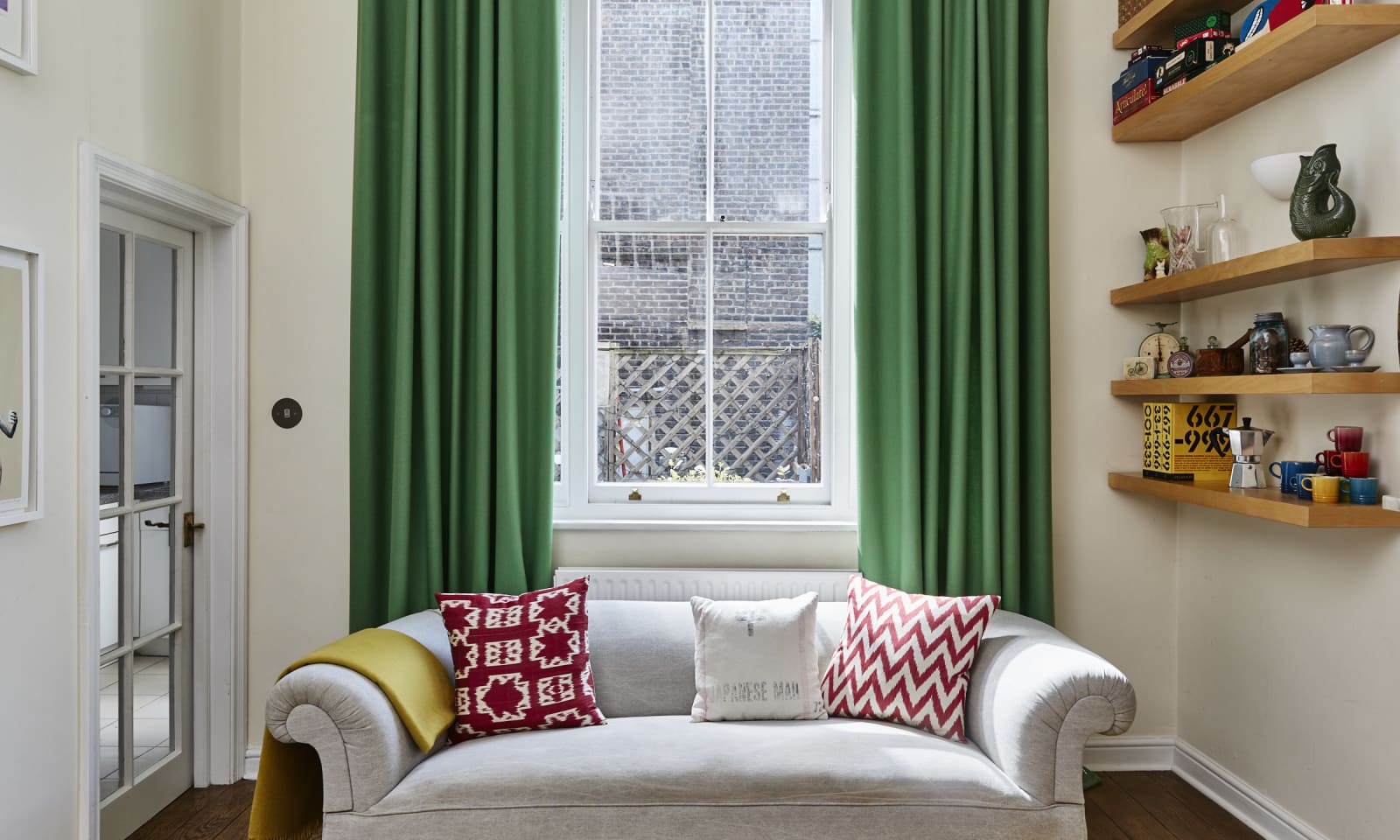 green living room curtain