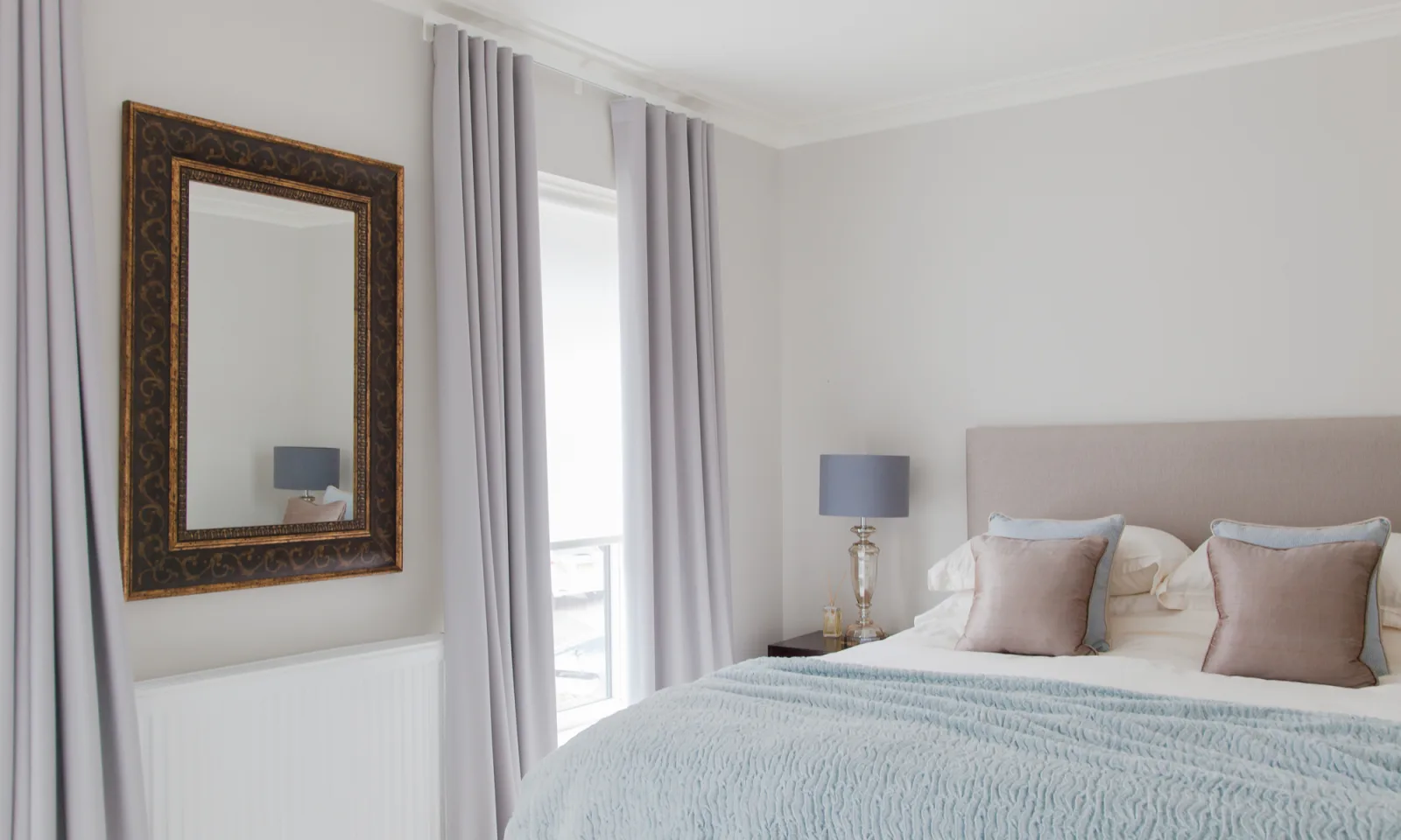 bedroom curtains on a track