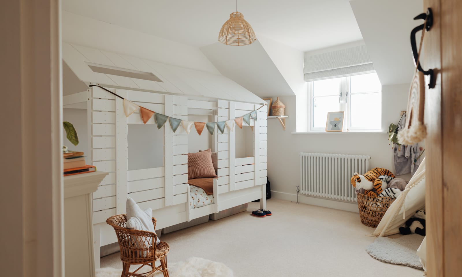 nursery playroom neutral blinds