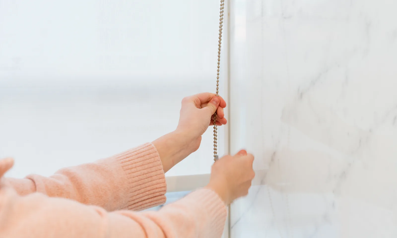 transparent white bathroom roller blind