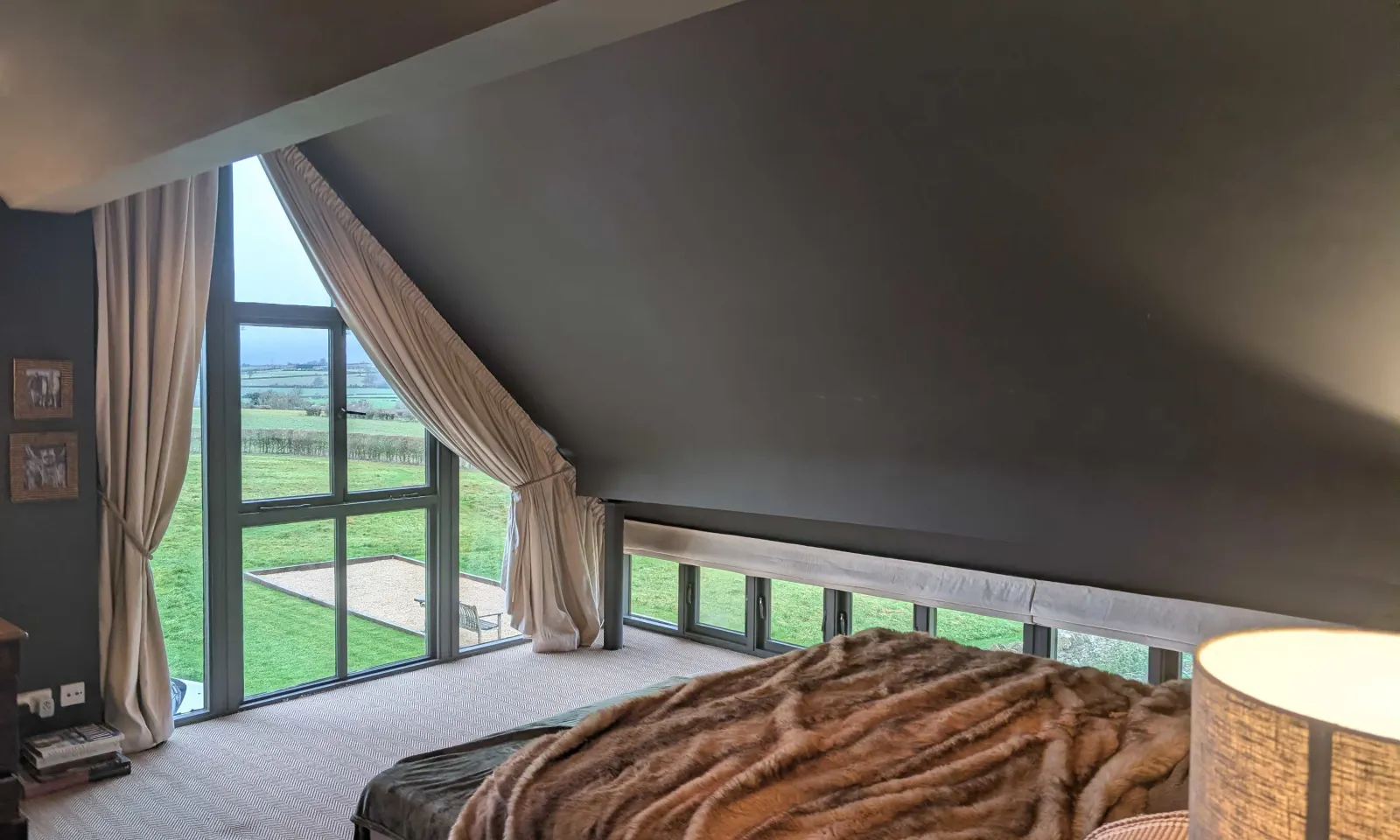 bedroom gable window curtains