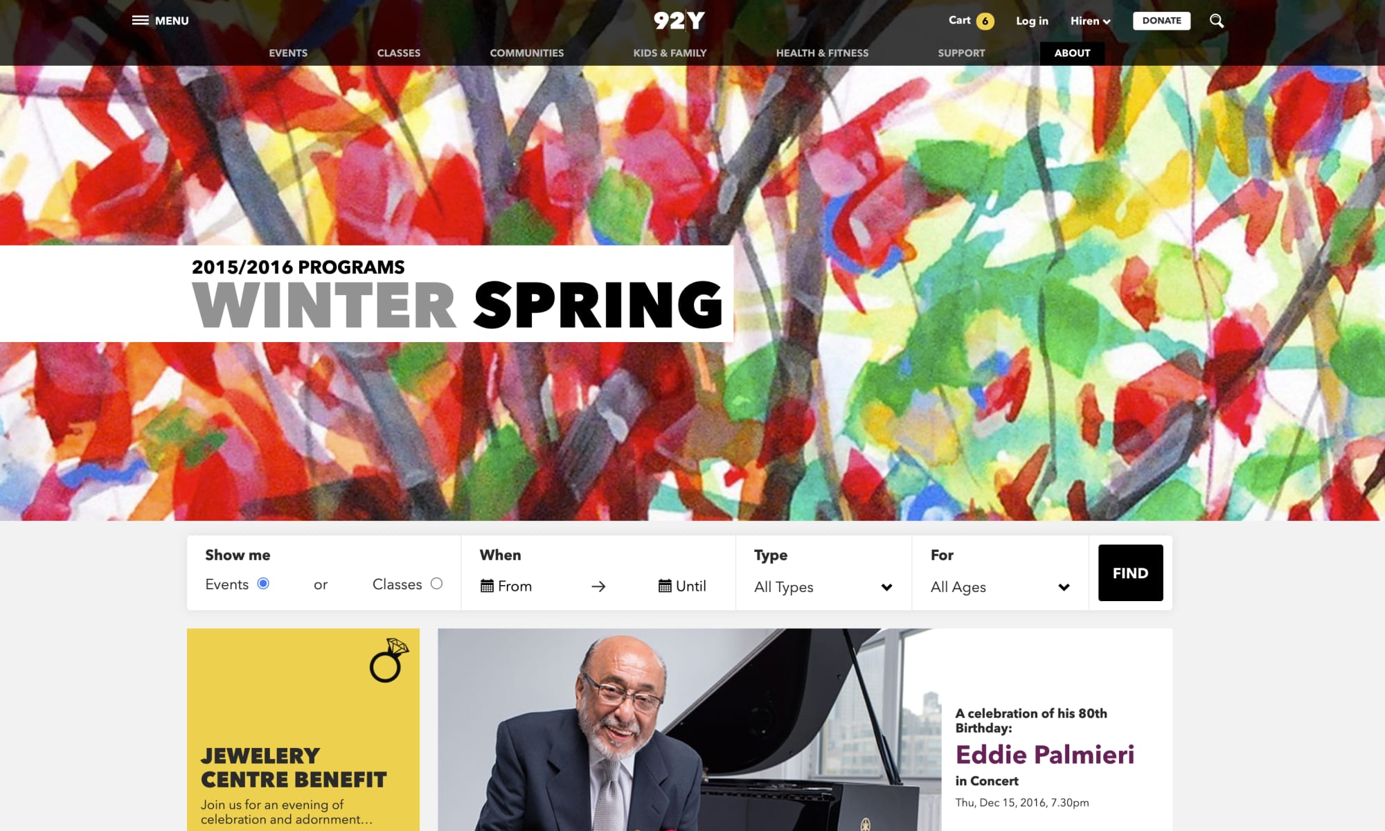 92Y Homepage Pattern